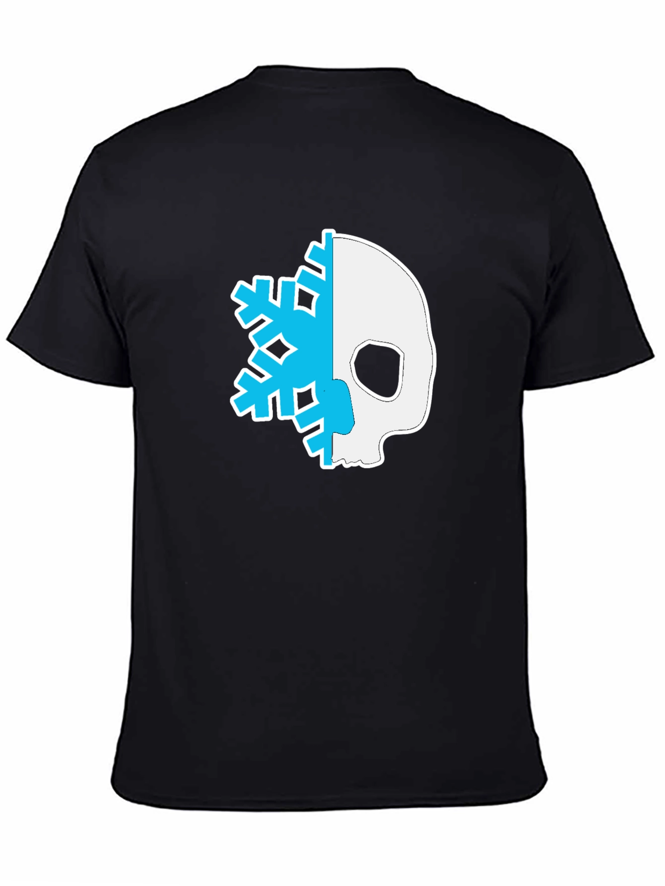 Skull Snowflake Graphic Tee - Black Cotton Blend