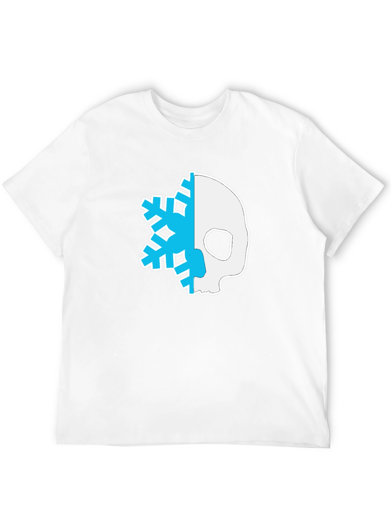 Skull Snowflake Graphic Tee - Black Cotton Blend
