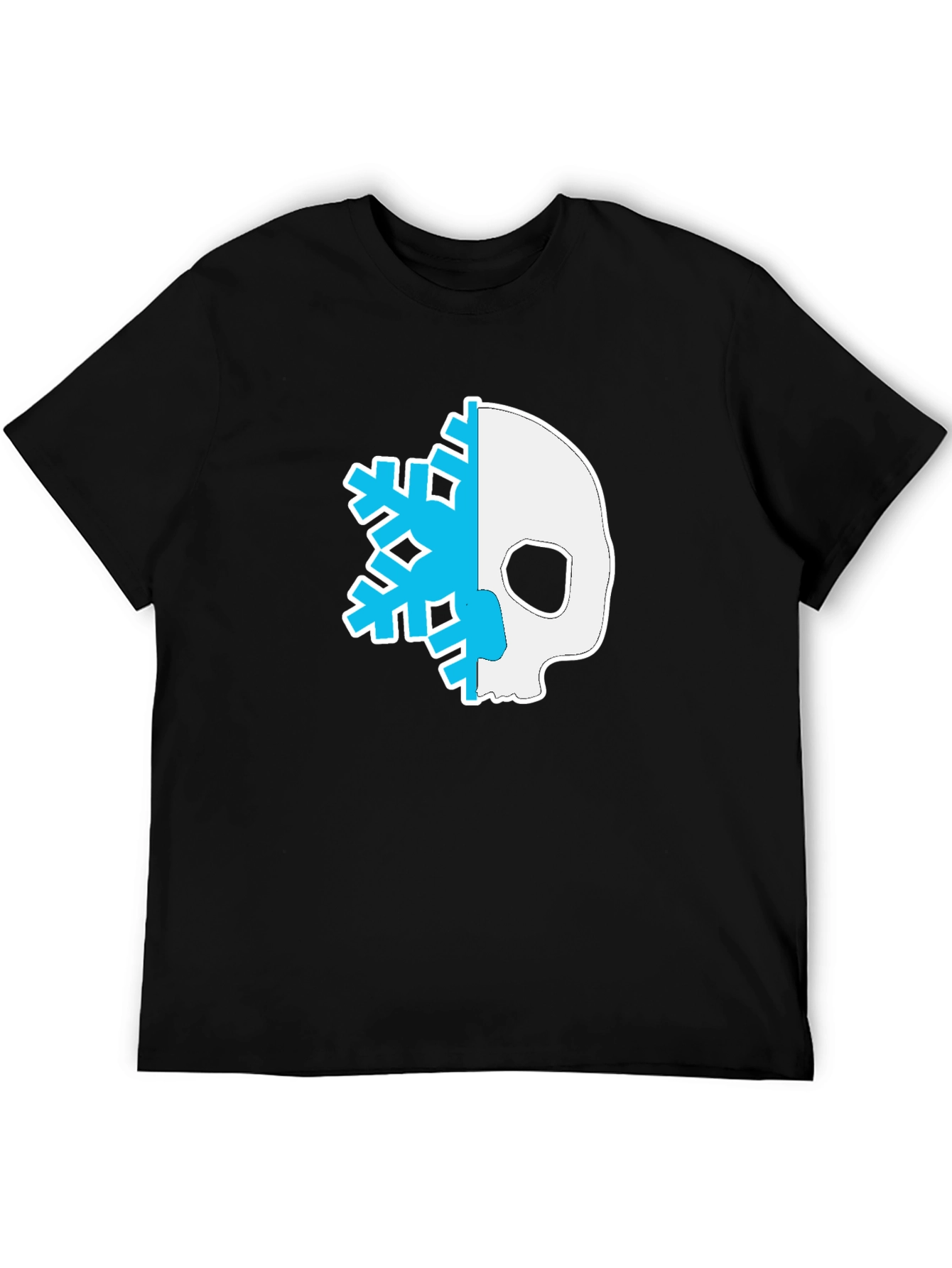 Skull Snowflake Graphic Tee - Black Cotton Blend