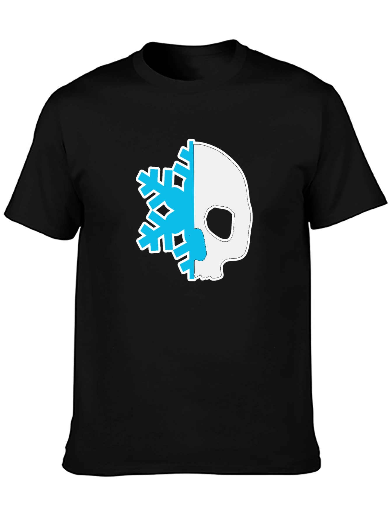 Skull Snowflake Graphic Tee - Black Cotton Blend