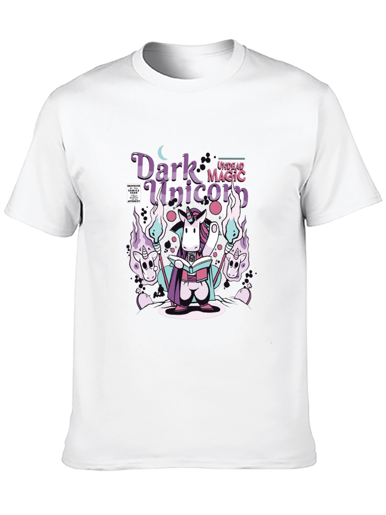 Dark Undead Magic Unicorn Black T-Shirt