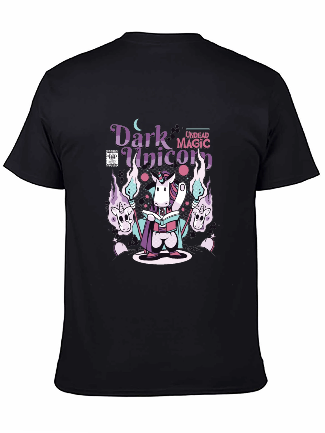 Dark Undead Magic Unicorn Black T-Shirt