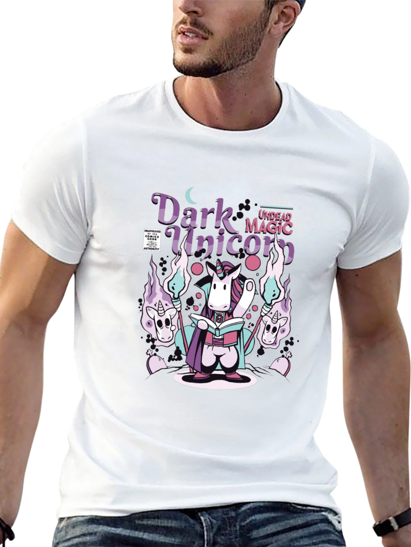 Dark Undead Magic Unicorn Black T-Shirt