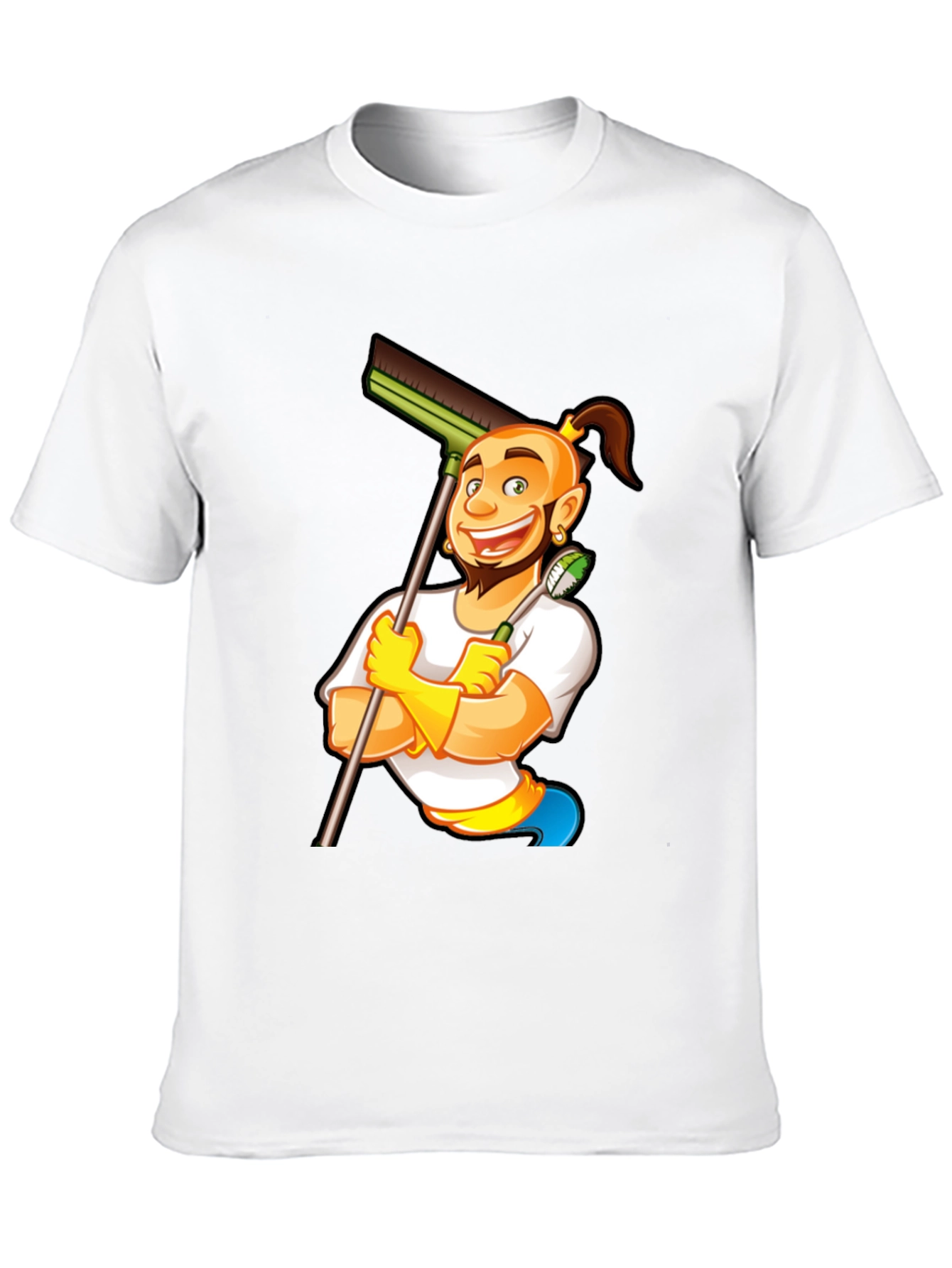 Cleaning Cartoon Graphic Black T-Shirt