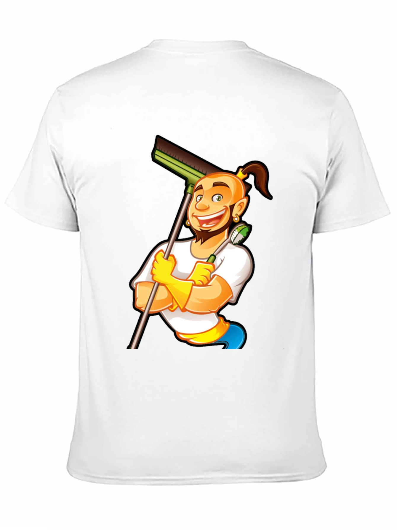 Cleaning Cartoon Graphic Black T-Shirt