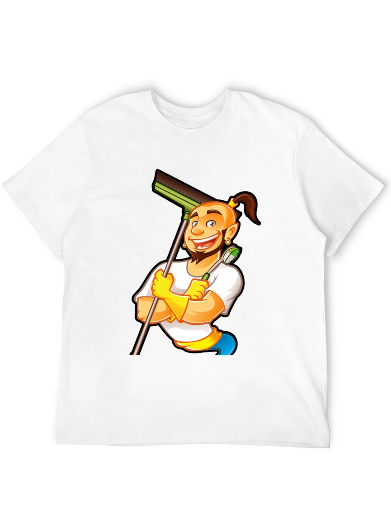 Cleaning Cartoon Graphic Black T-Shirt