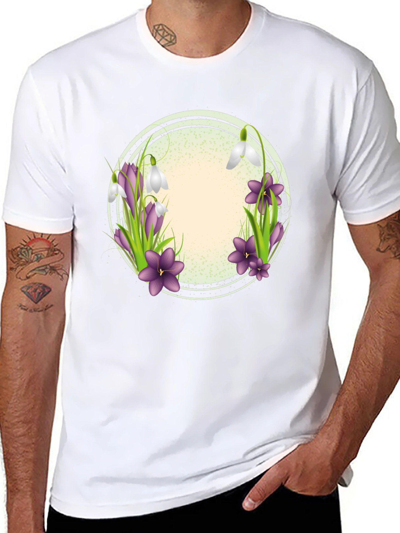 Floral Circle Graphic T-Shirt - Spring Blooms Design