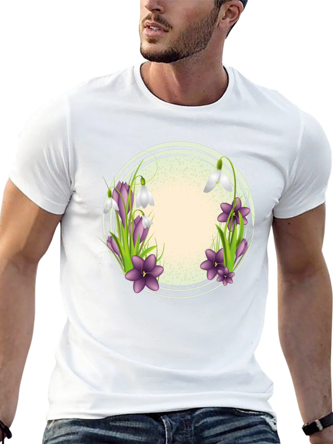 Floral Circle Graphic T-Shirt - Spring Blooms Design