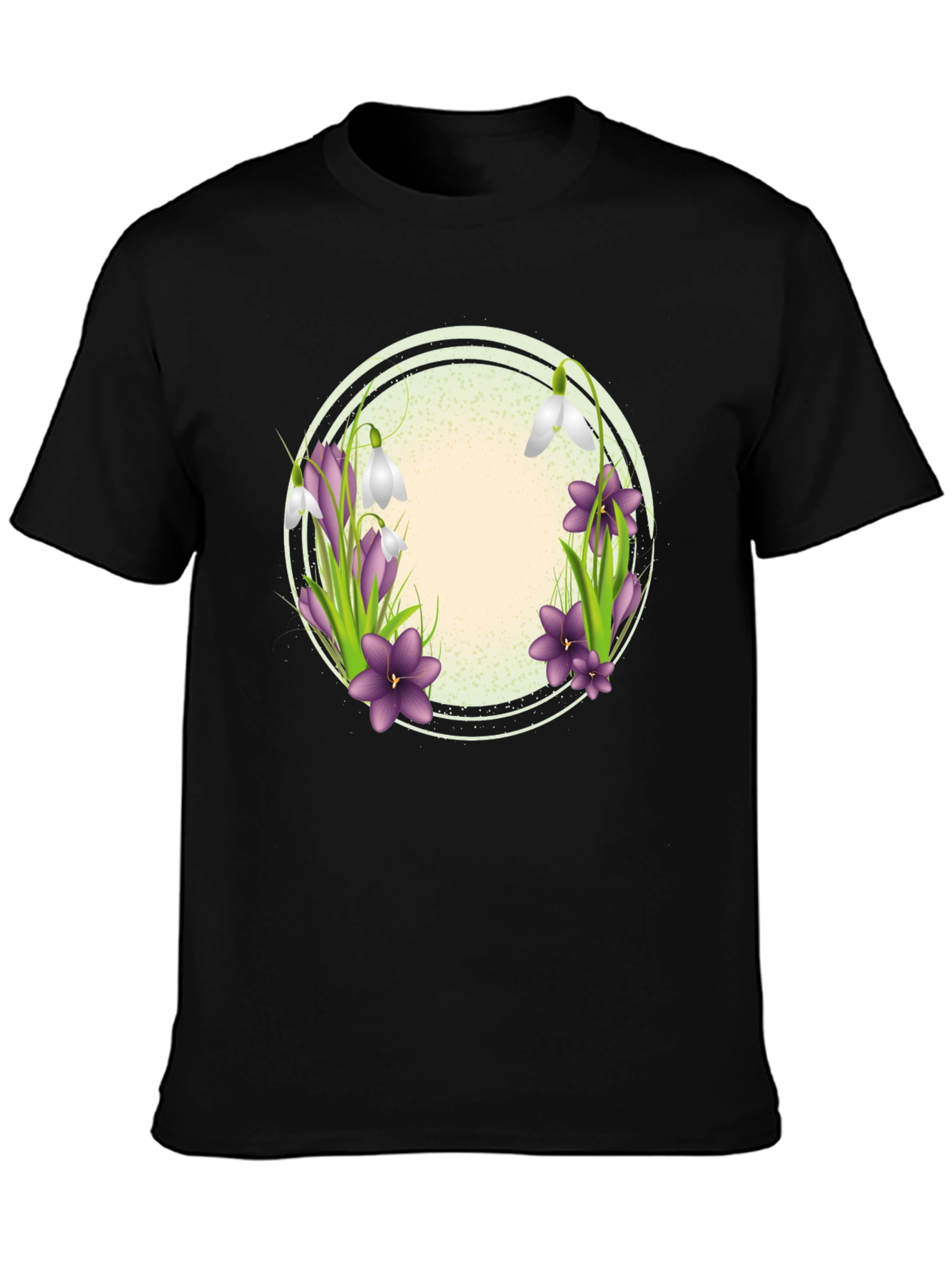 Floral Circle Graphic T-Shirt - Spring Blooms Design