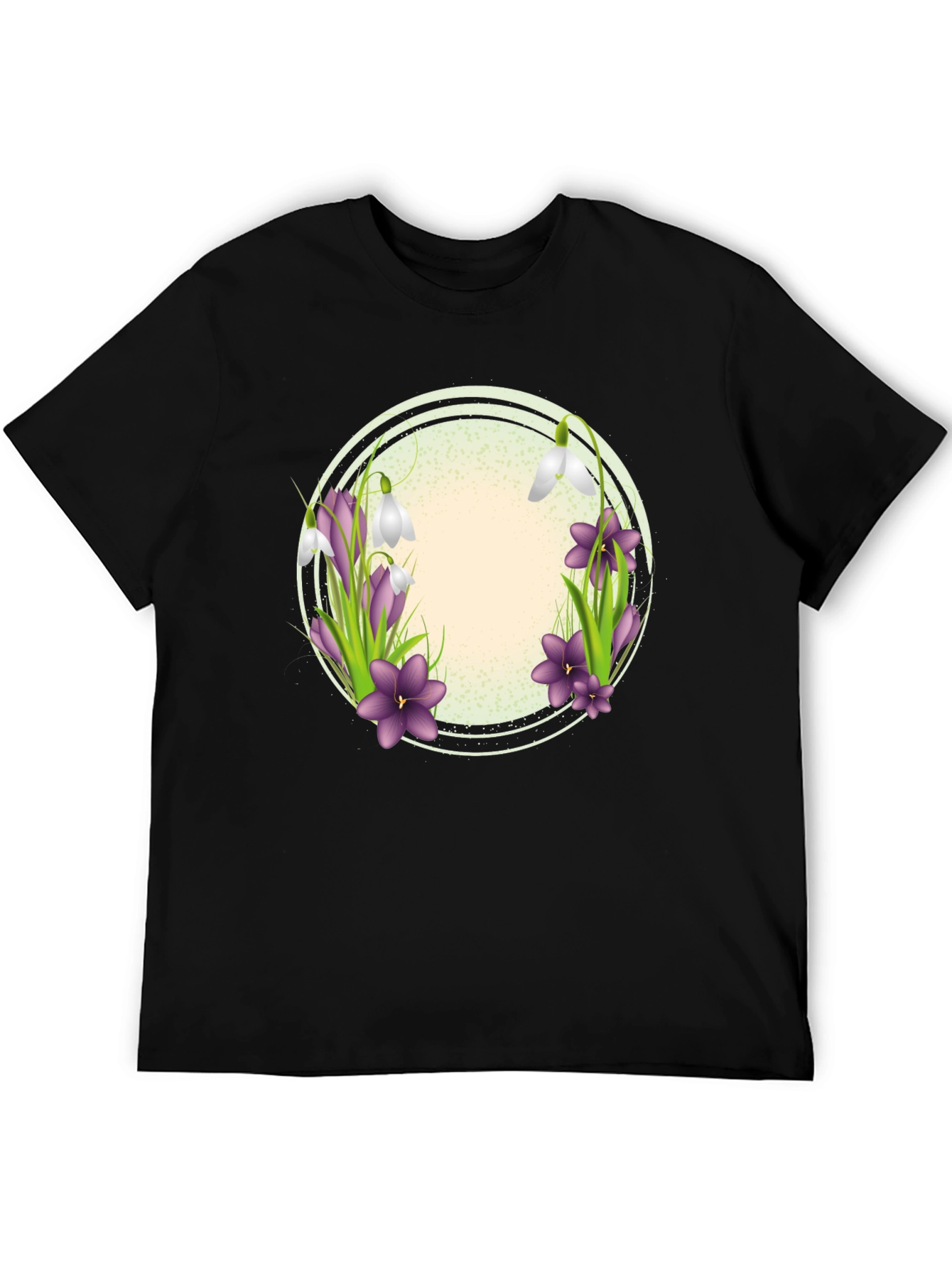 Floral Circle Graphic T-Shirt - Spring Blooms Design
