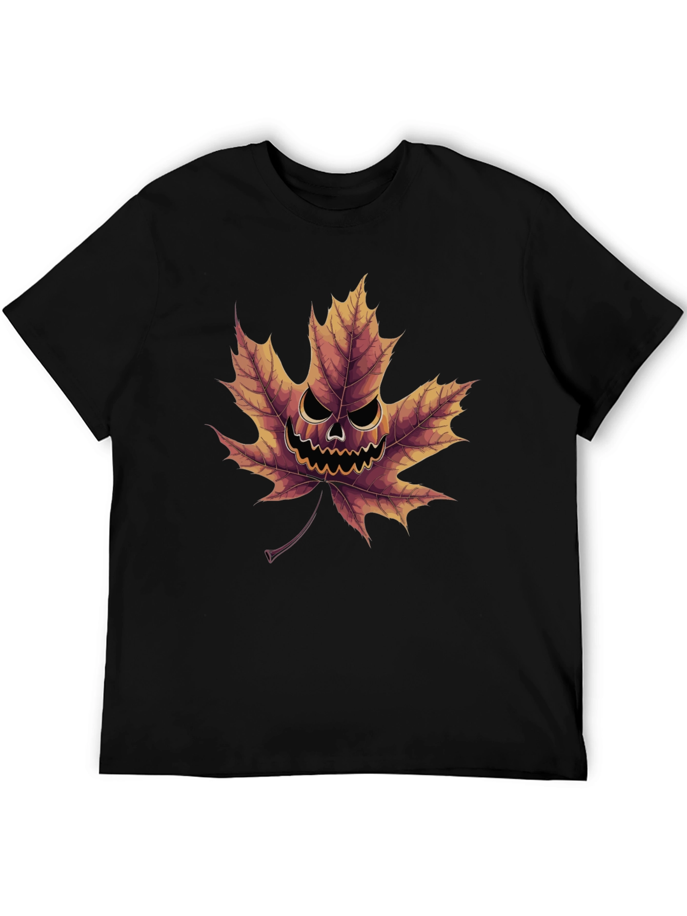 Spooky Maple Leaf Graphic Tee - Halloween Ready