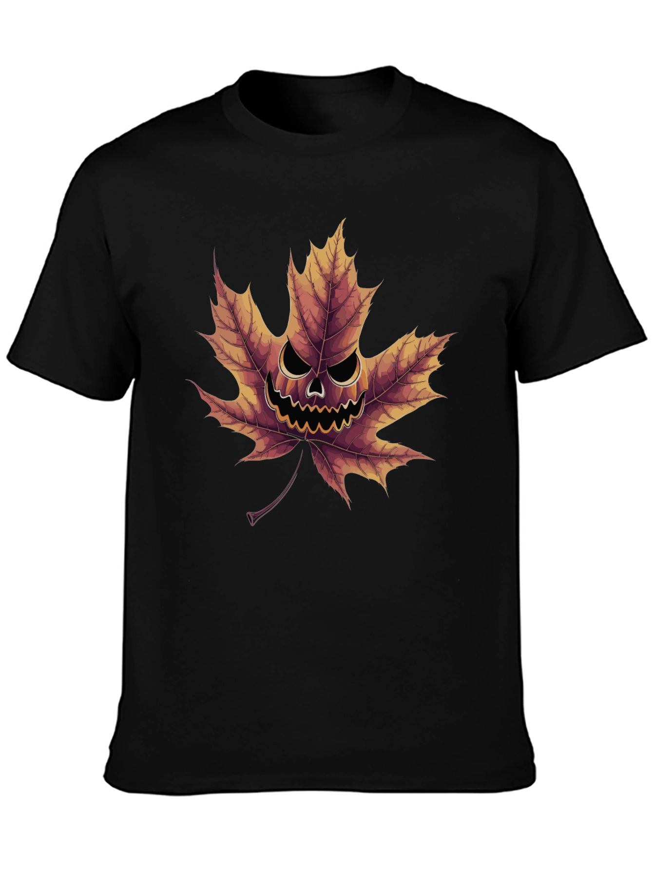 Spooky Maple Leaf Graphic Tee - Halloween Ready