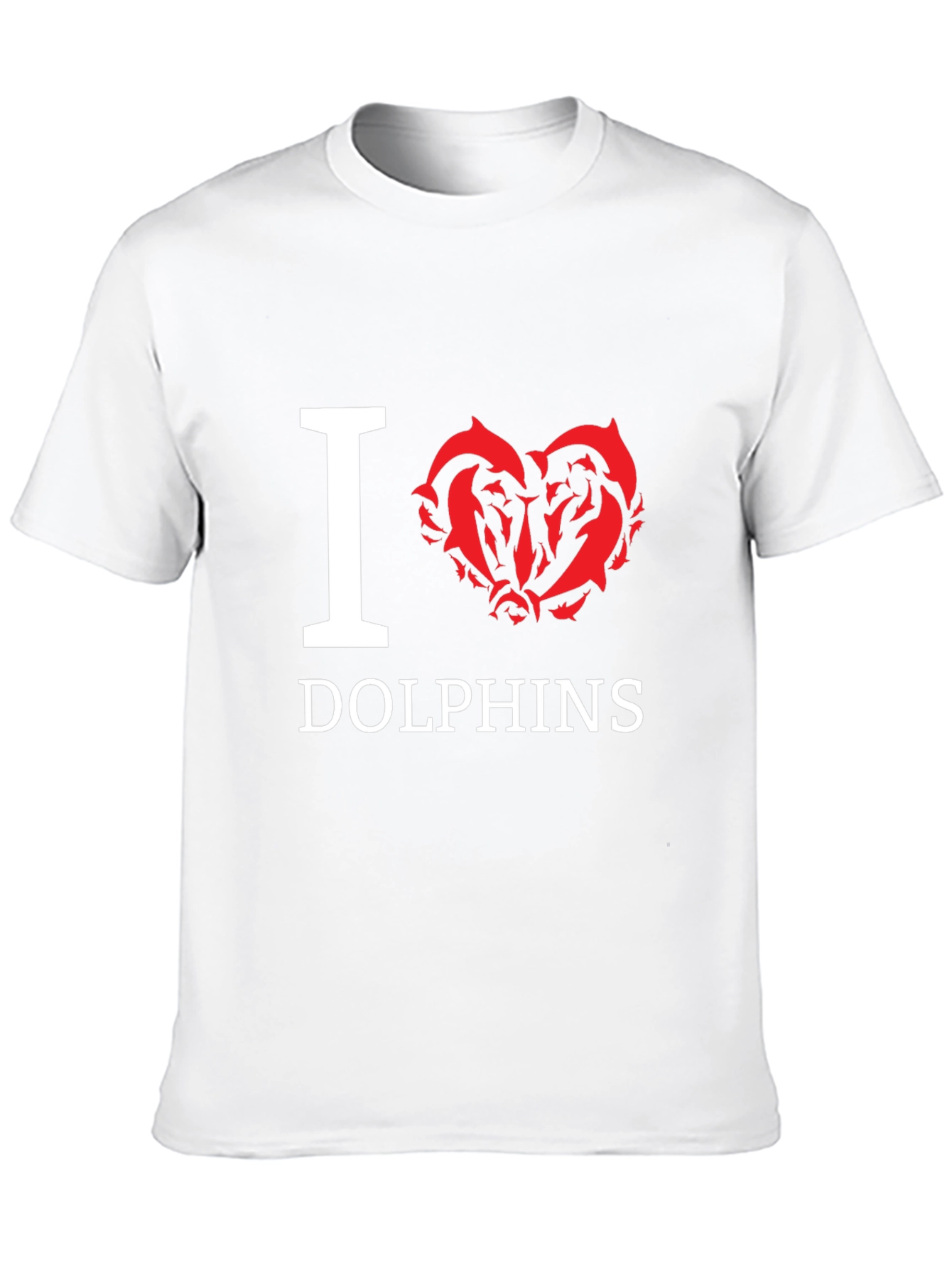 I Love Dolphins Graphic T-Shirt - Black Cotton Tee