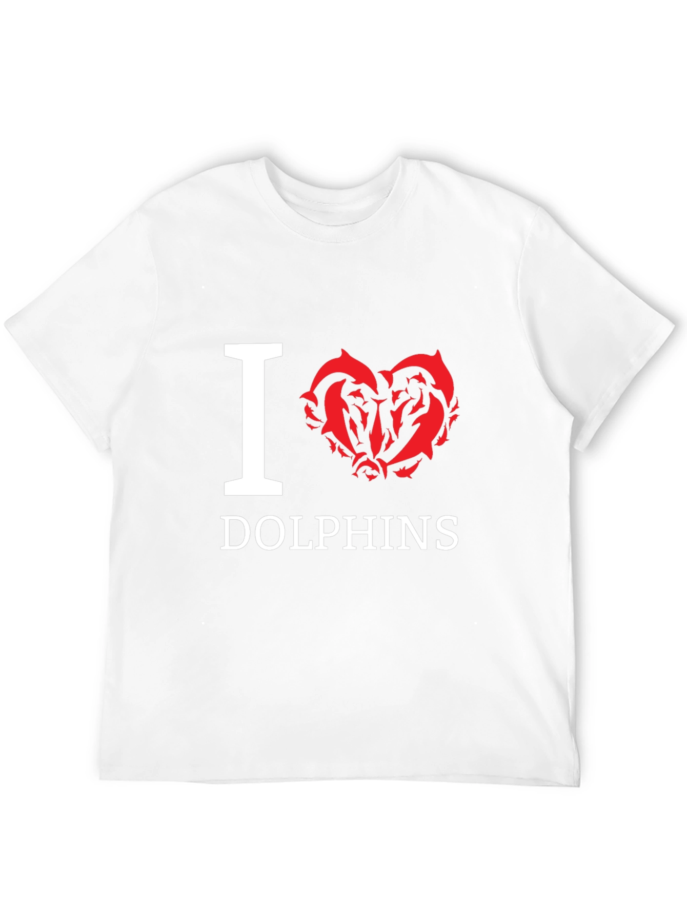 I Love Dolphins Graphic T-Shirt - Black Cotton Tee