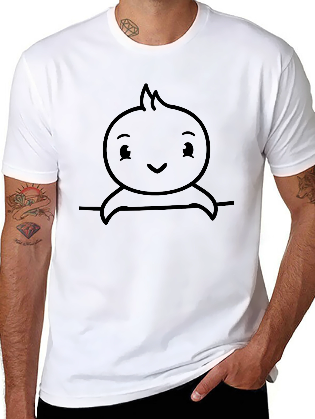 Cute Cartoon Character Black T-Shirt