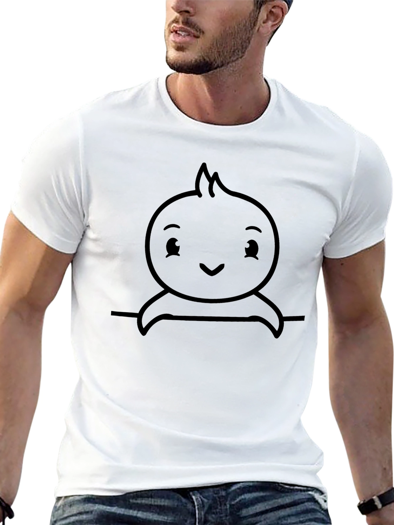 Cute Cartoon Character Black T-Shirt