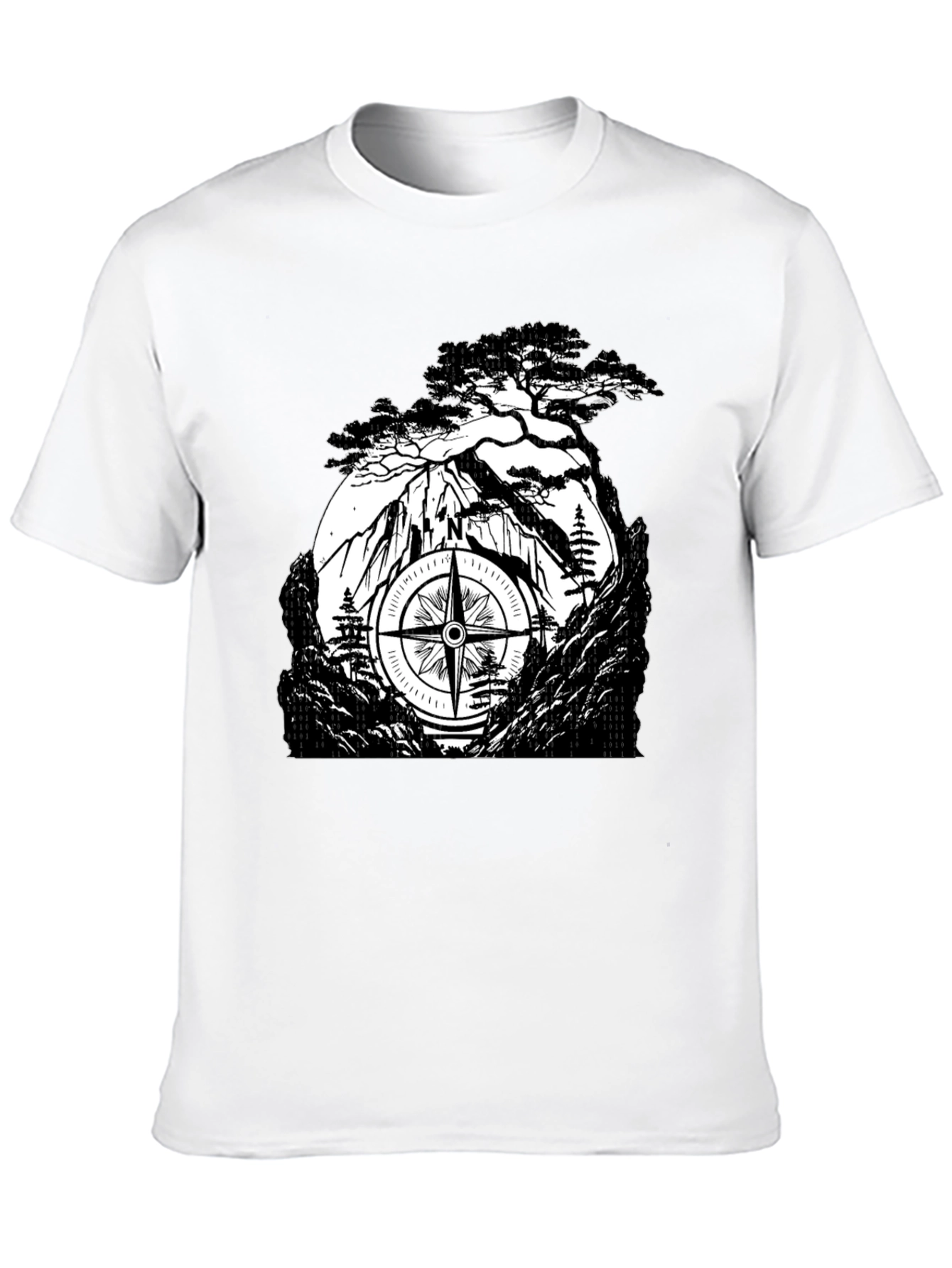 Mountain Compass Black T-Shirt - Adventure Awaits