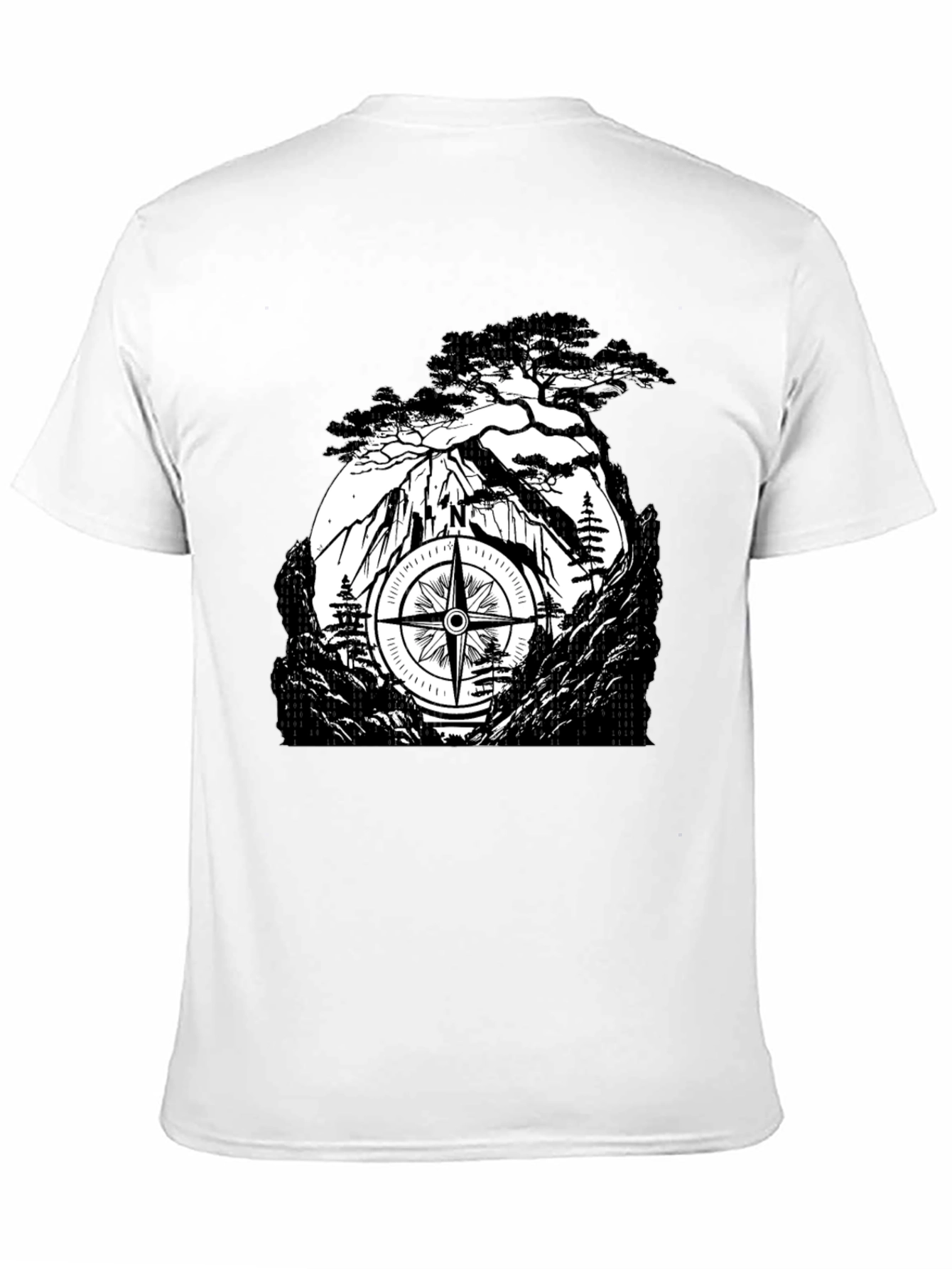 Mountain Compass Black T-Shirt - Adventure Awaits
