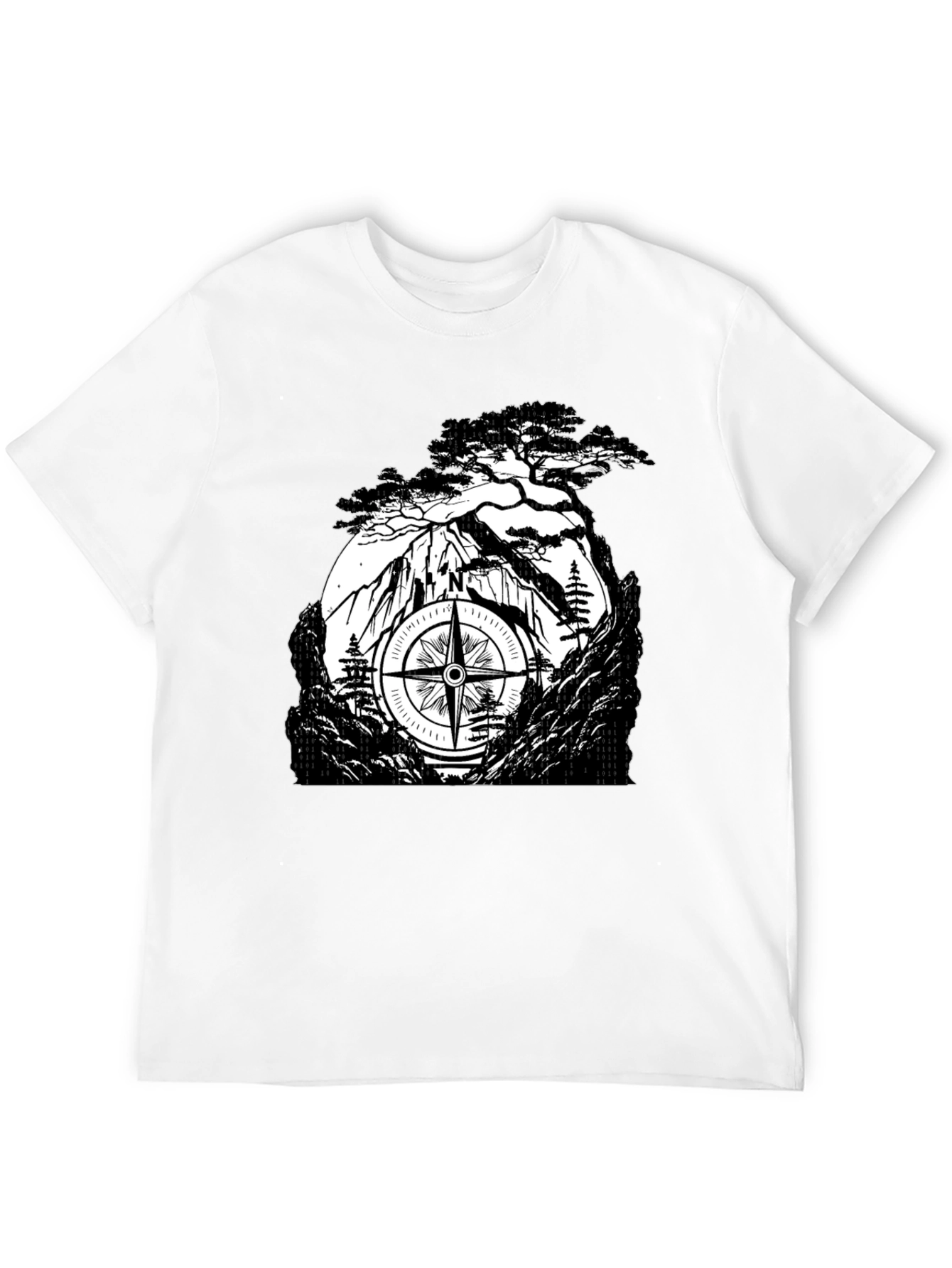 Mountain Compass Black T-Shirt - Adventure Awaits