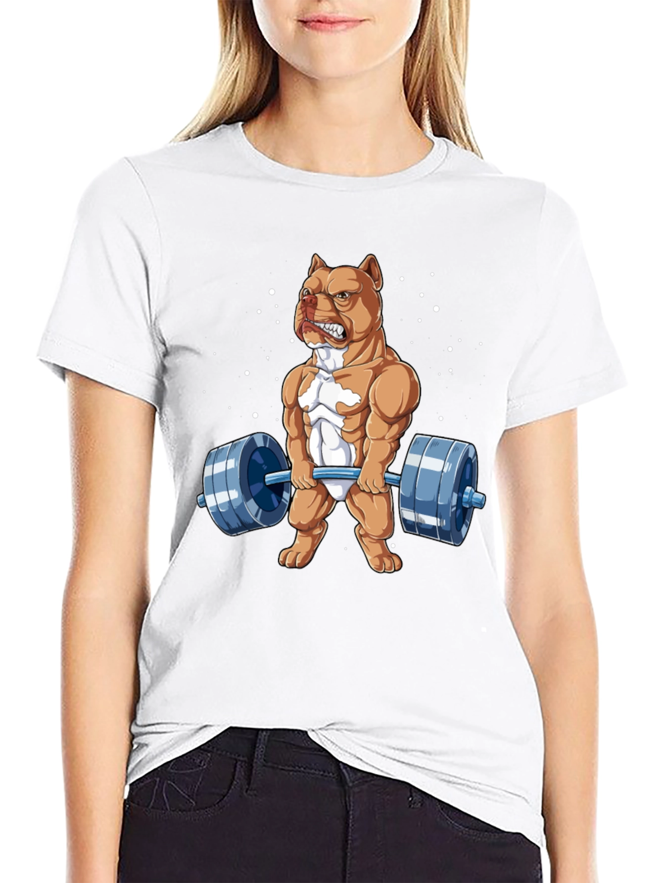Weightlifting Pitbull Graphic Tee - Bodybuilding Dog Shirt