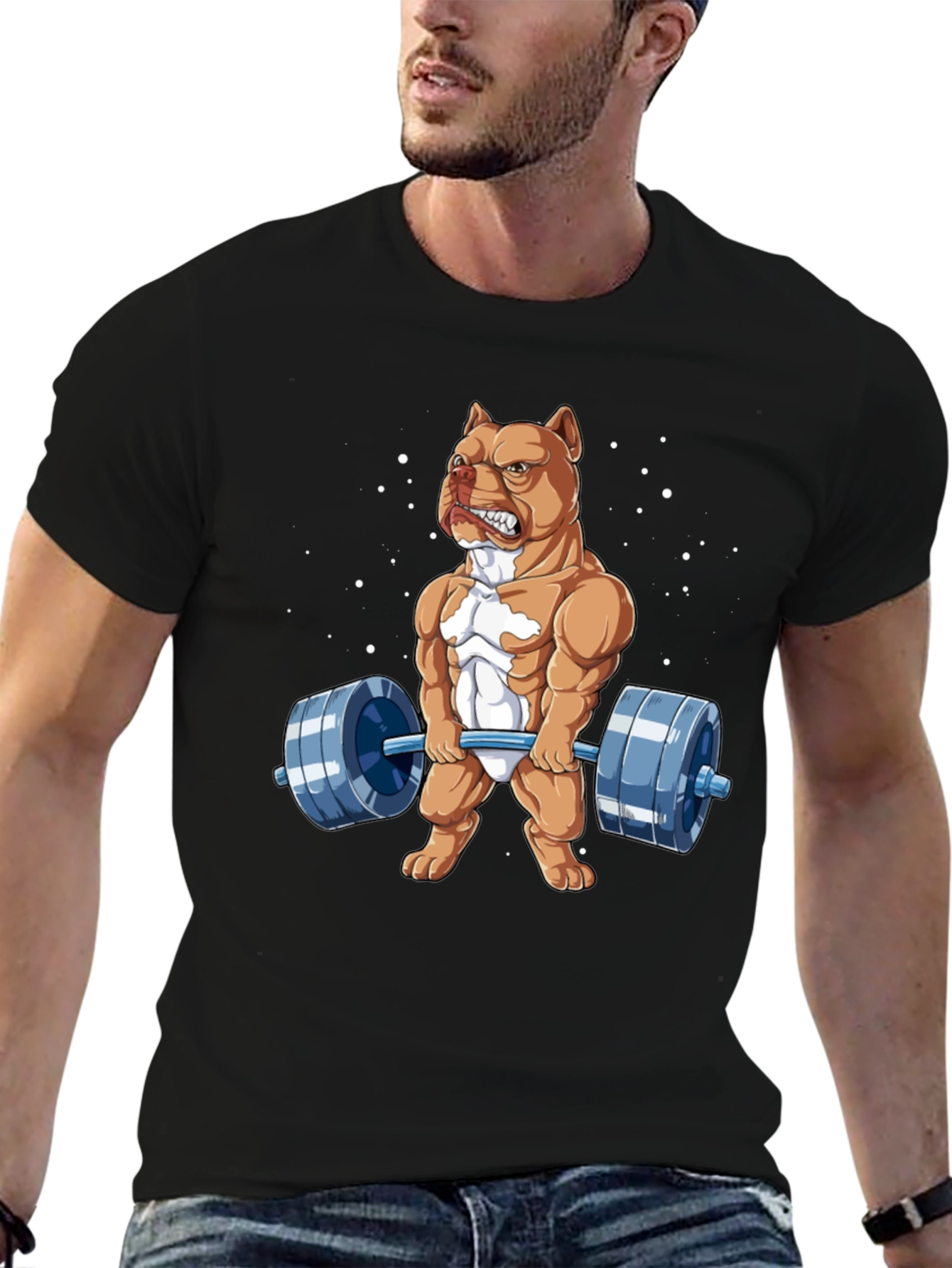 Weightlifting Pitbull Graphic Tee - Bodybuilding Dog Shirt