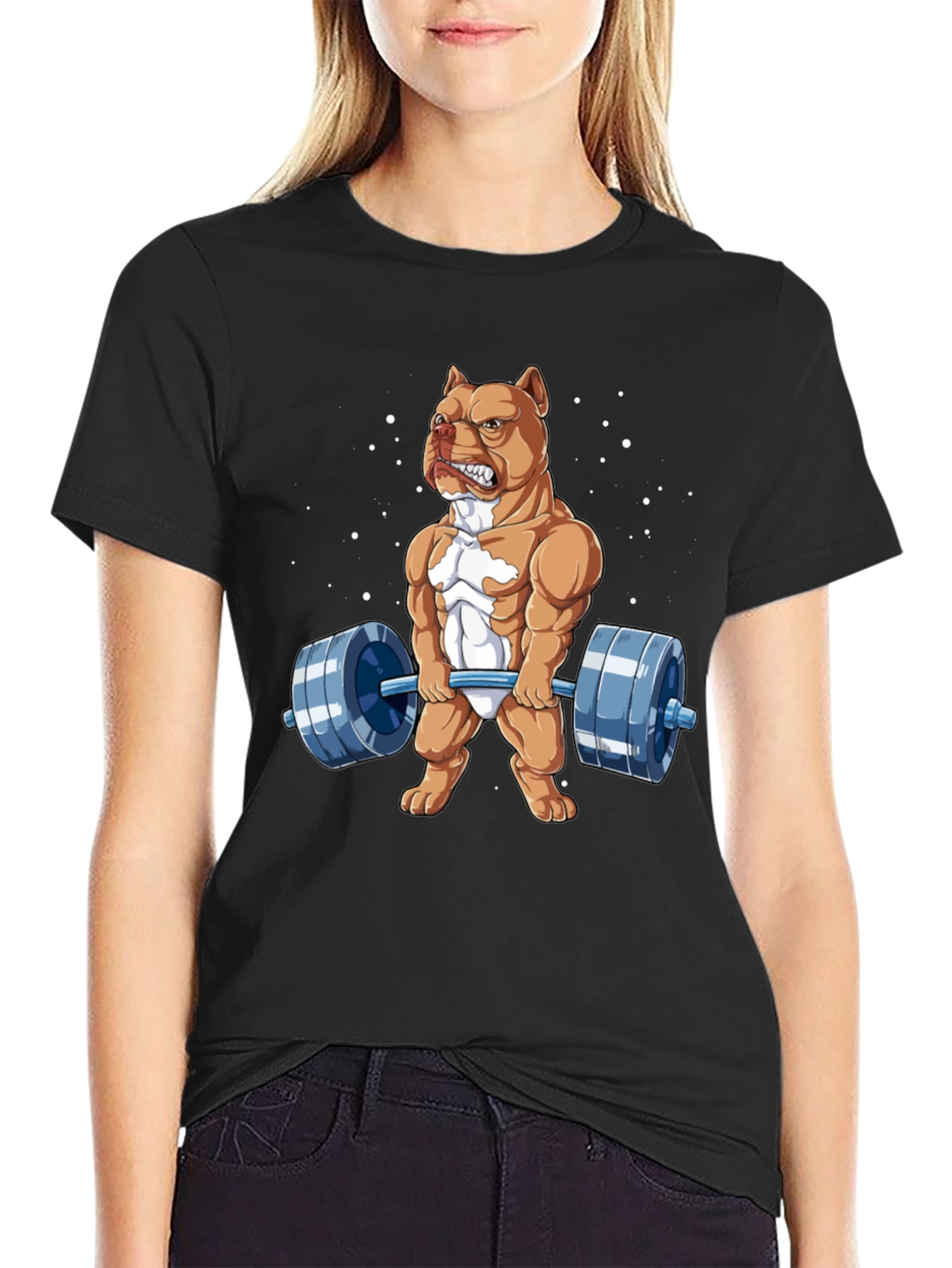 Weightlifting Pitbull Graphic Tee - Bodybuilding Dog Shirt