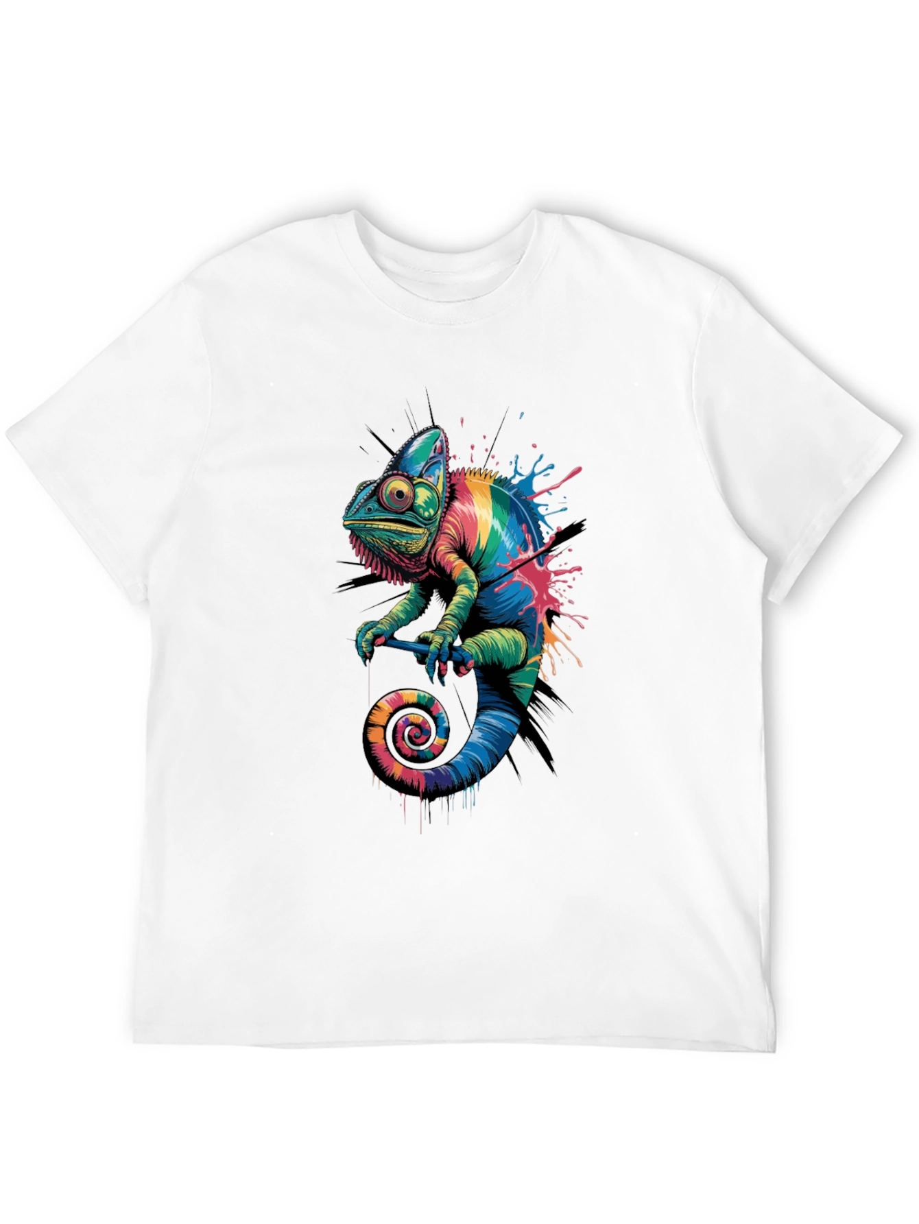 Rainbow Chameleon Graphic Print T-Shirt