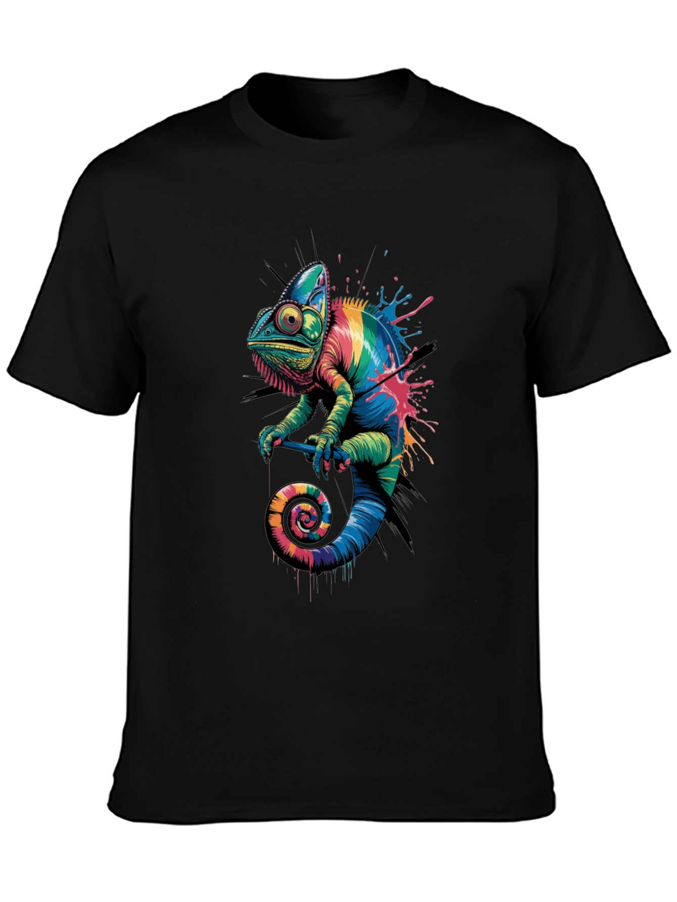 Rainbow Chameleon Graphic Print T-Shirt