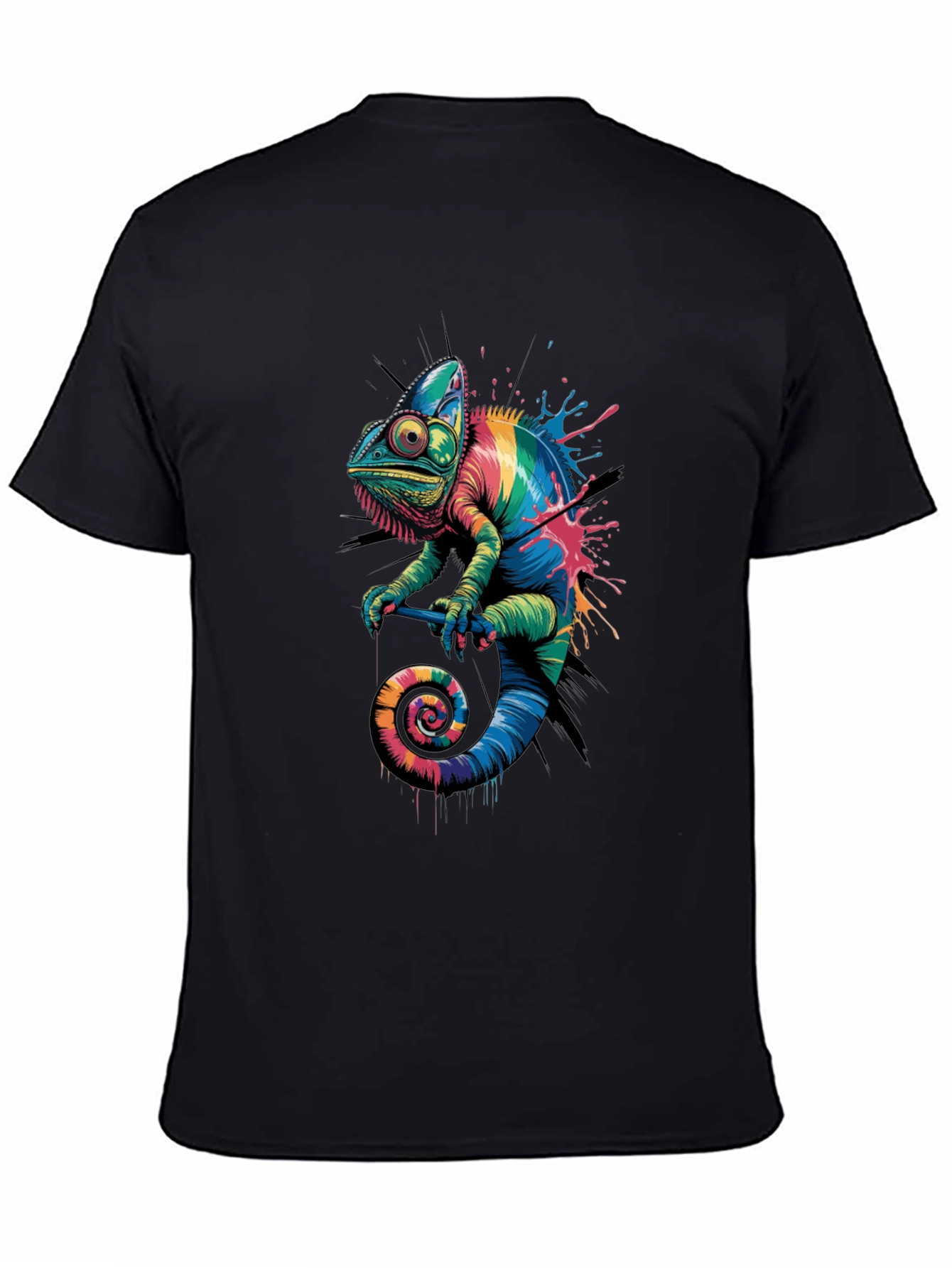 Rainbow Chameleon Graphic Print T-Shirt