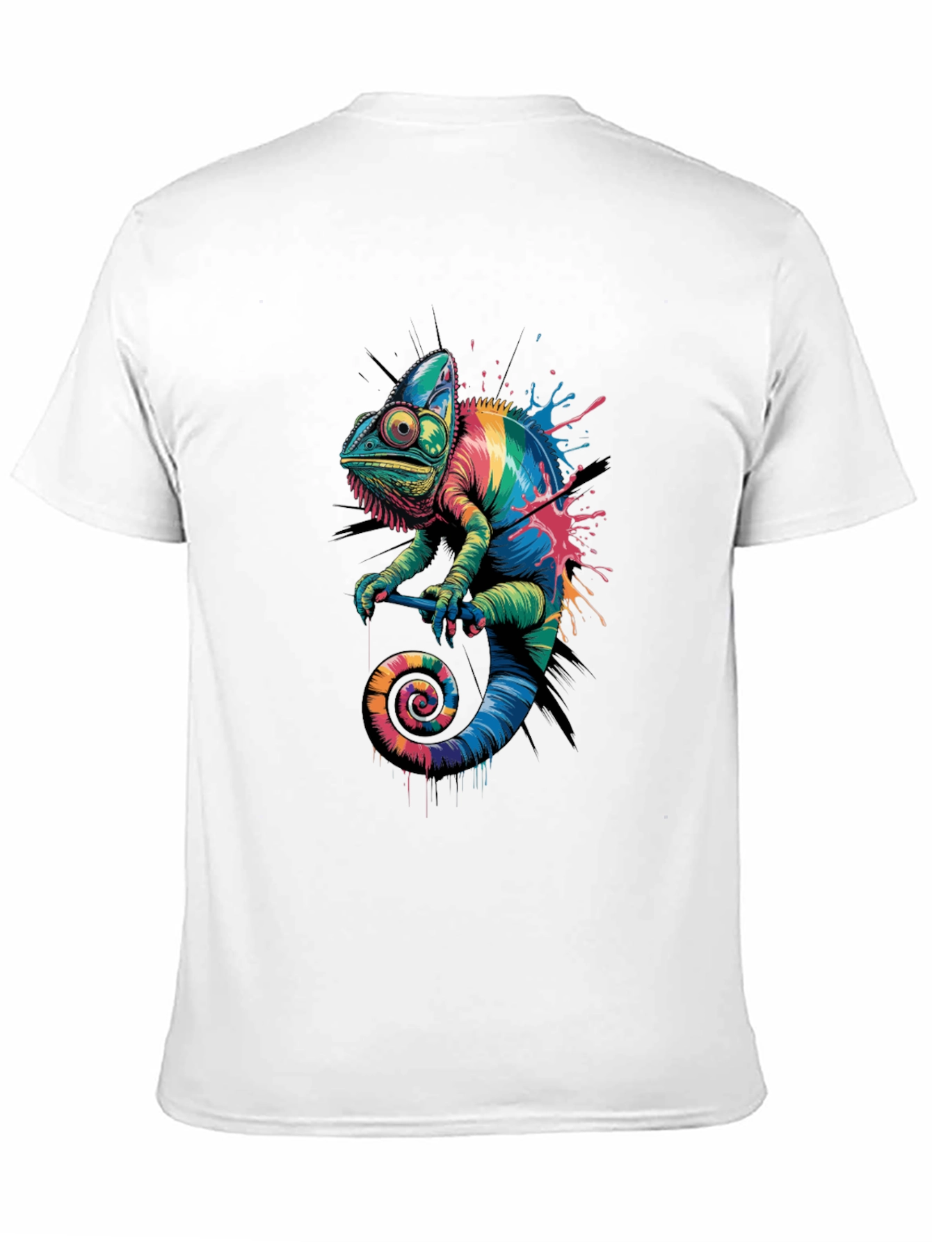 Rainbow Chameleon Graphic Print T-Shirt