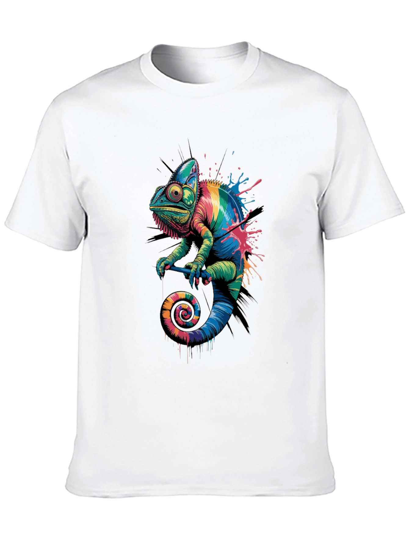 Rainbow Chameleon Graphic Print T-Shirt