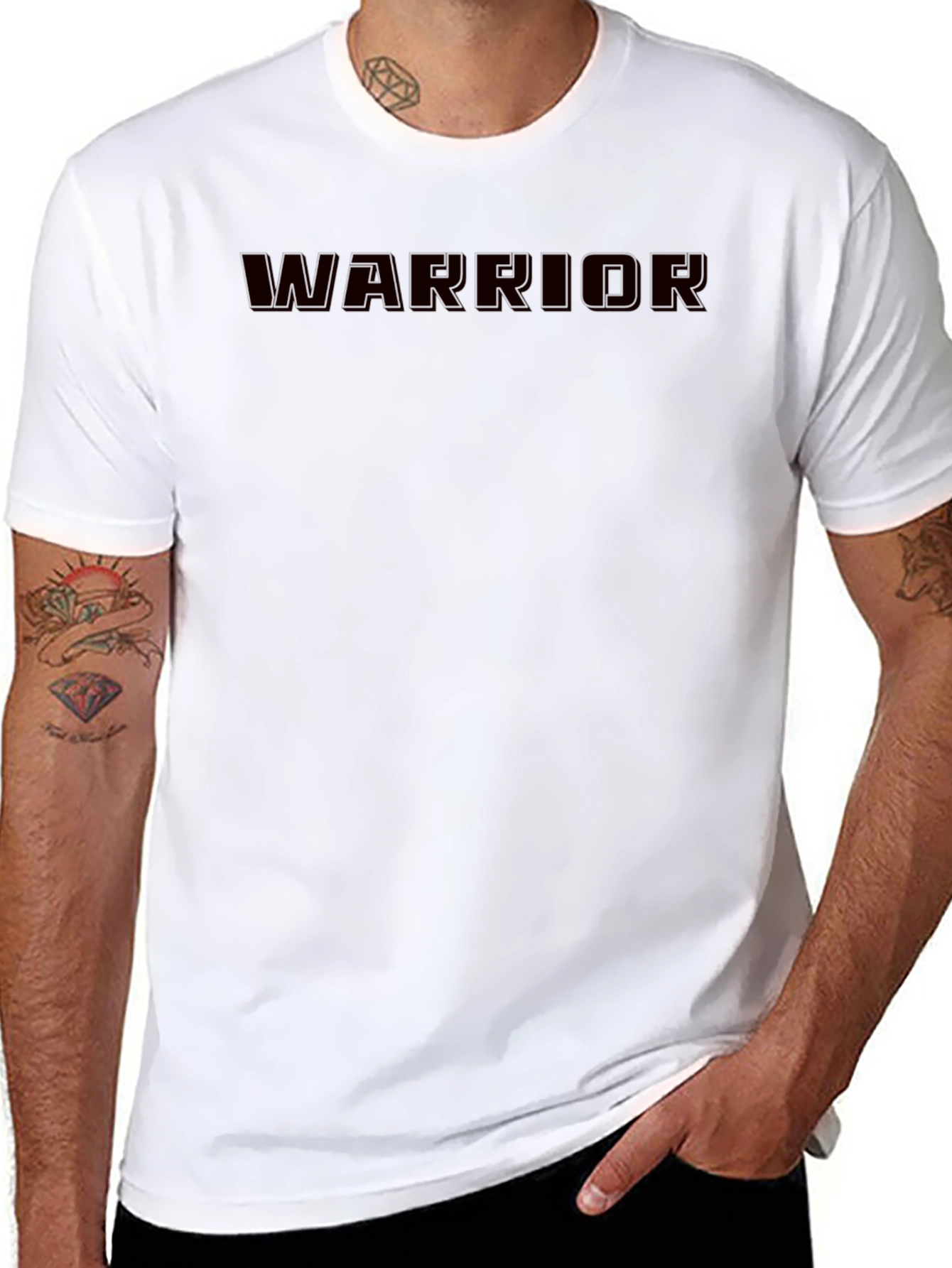 Warrior Graphic Print Black T-Shirt