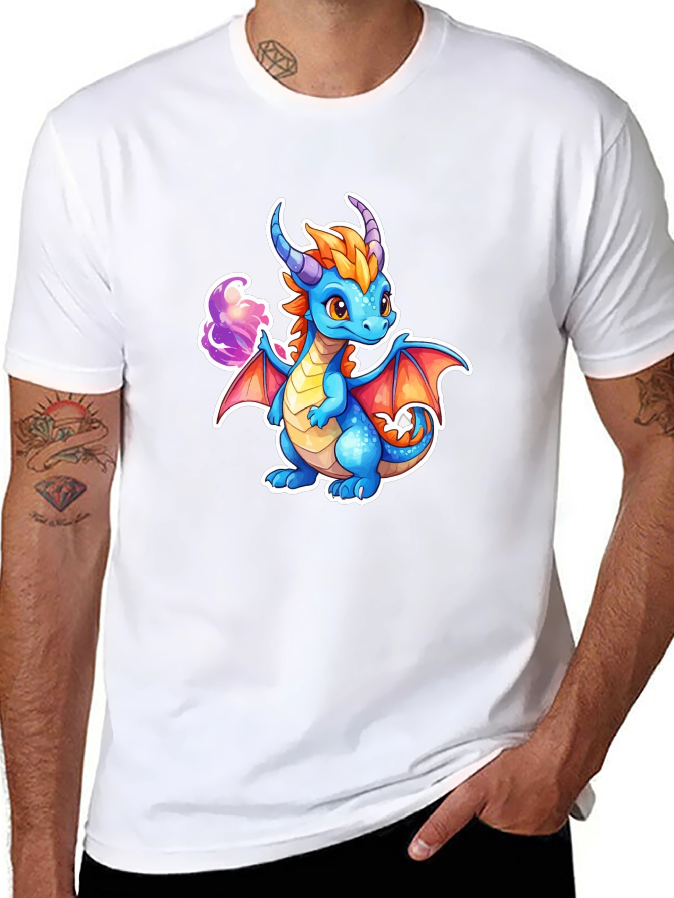 Cute Dragon Graphic Tee - Black