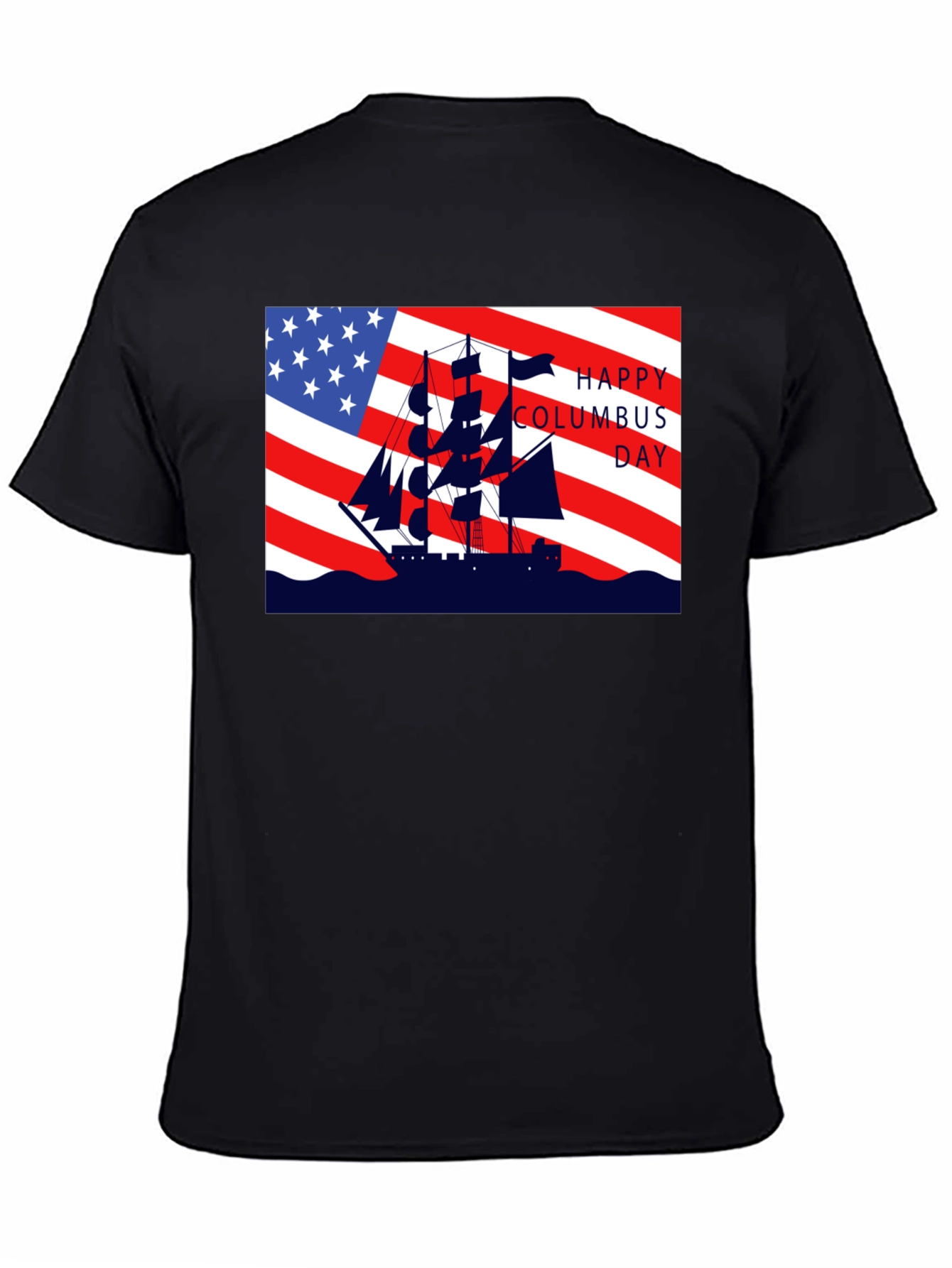 Columbus Day T-Shirt American Flag Sailing Ship Tee