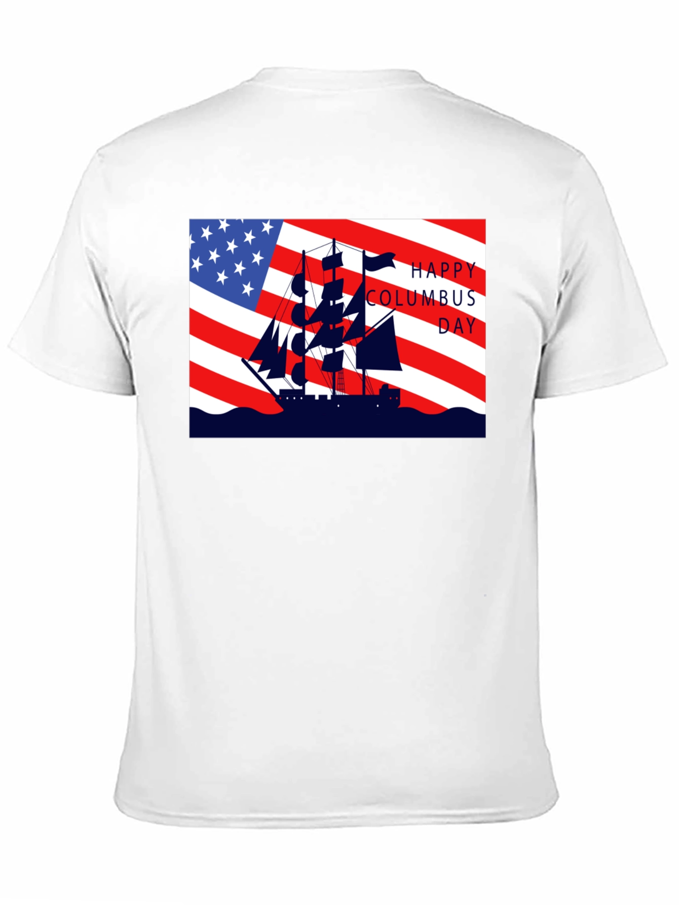 Columbus Day T-Shirt American Flag Sailing Ship Tee