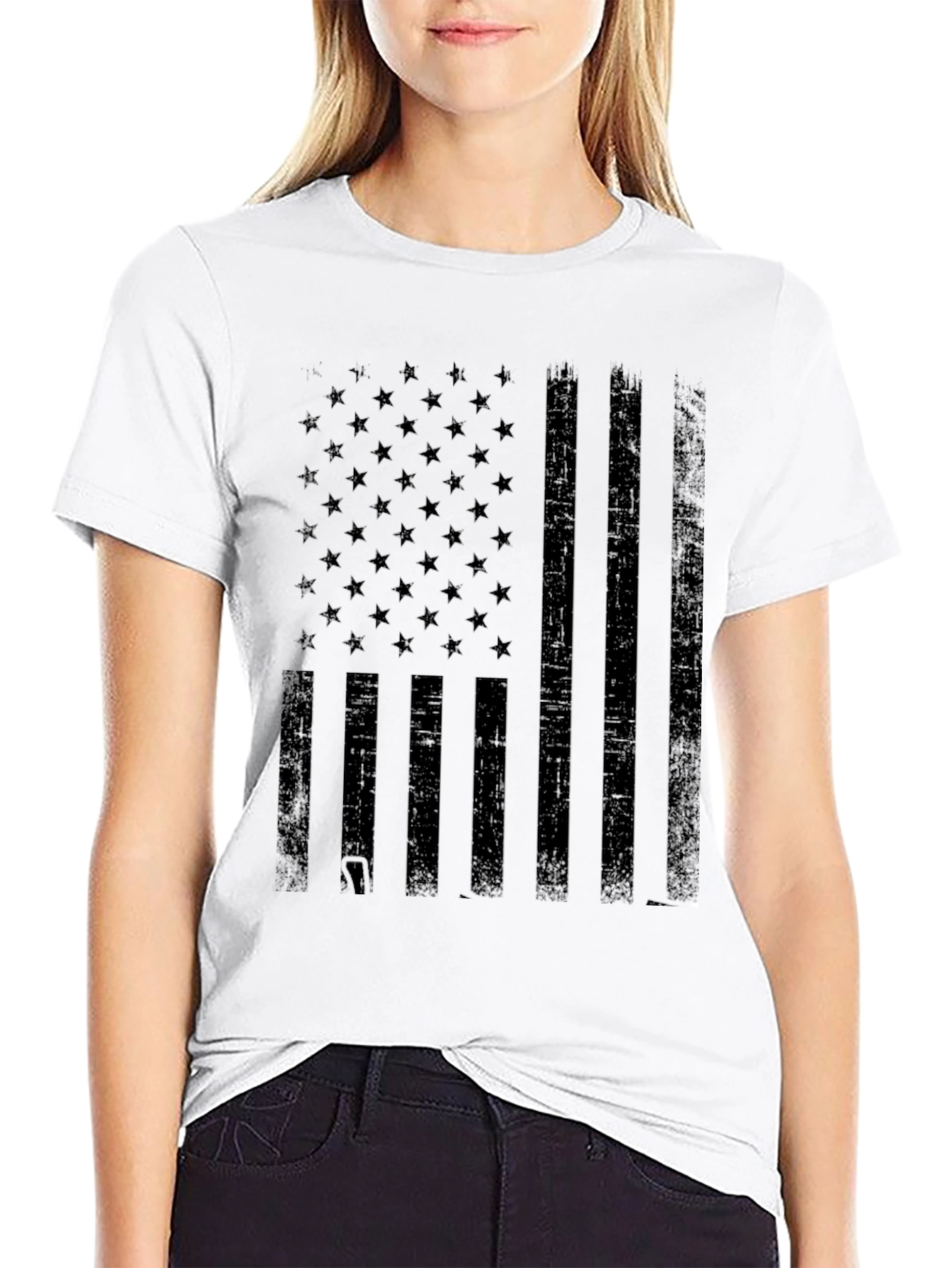 American Flag Graphic Print T-Shirt