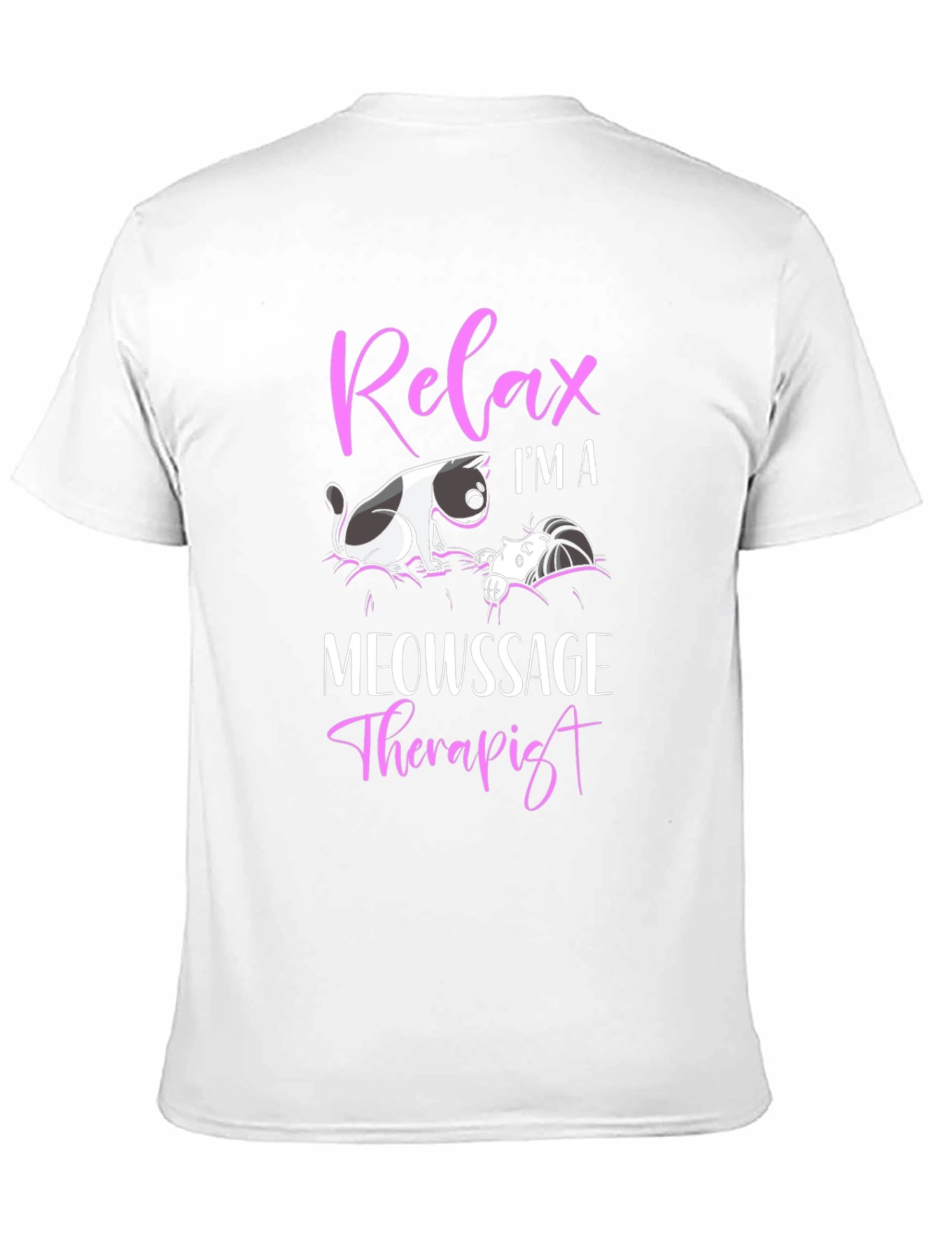 Relax Im a Meowssage Therapist Black T-Shirt