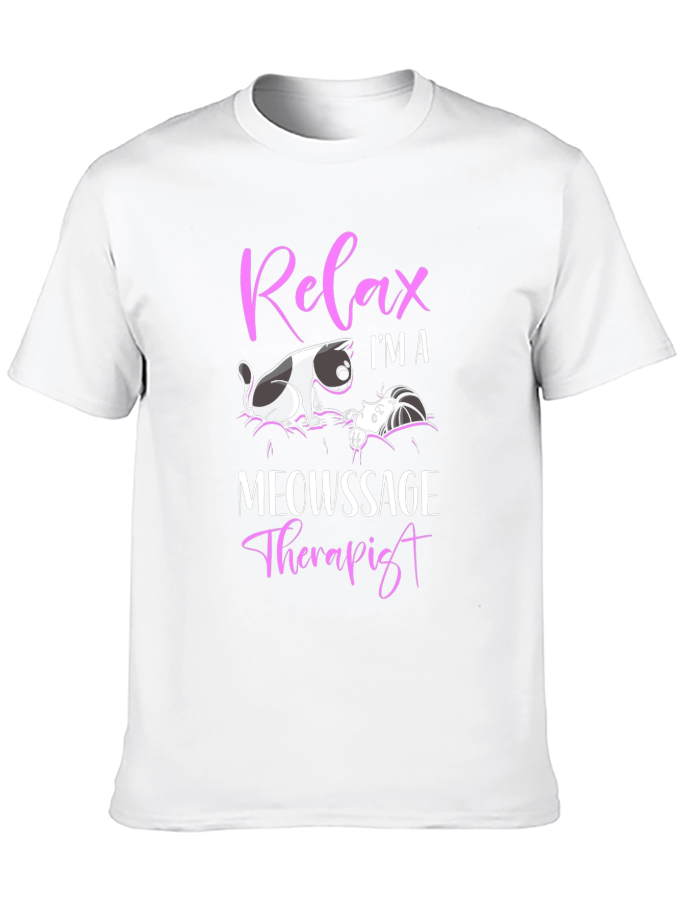 Relax Im a Meowssage Therapist Black T-Shirt