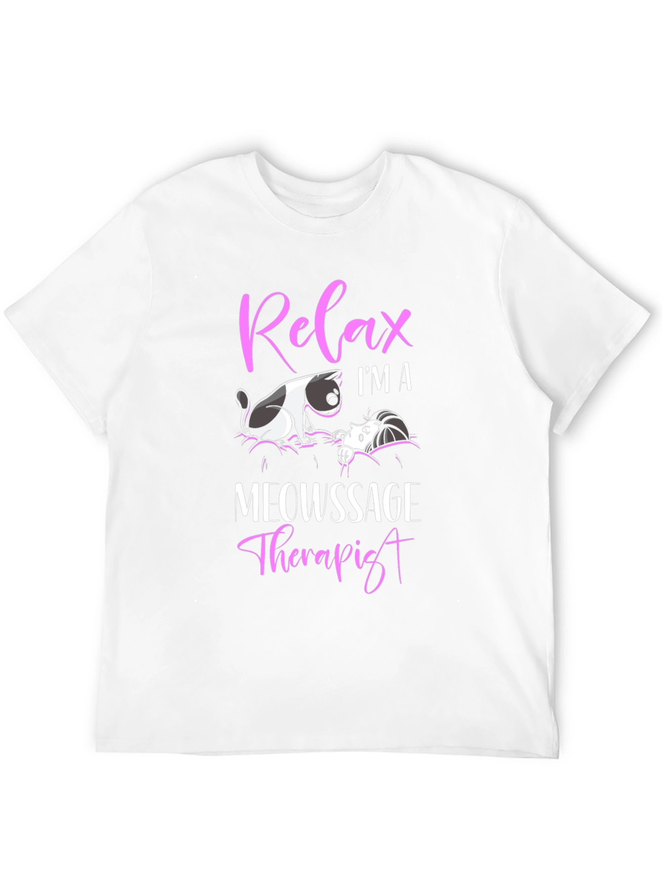 Relax Im a Meowssage Therapist Black T-Shirt