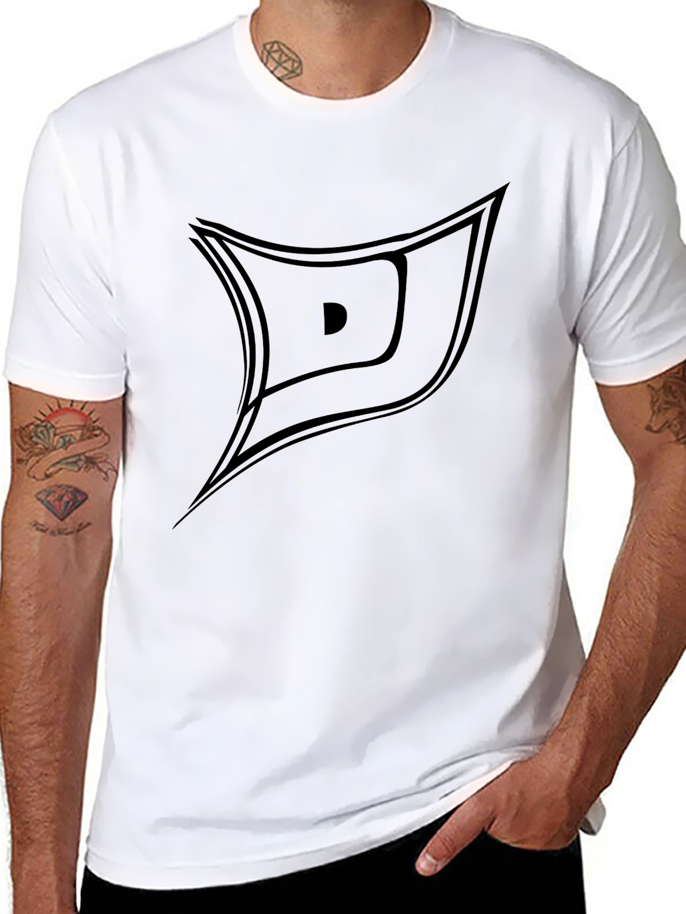 Modern Black Tee with Abstract D Design