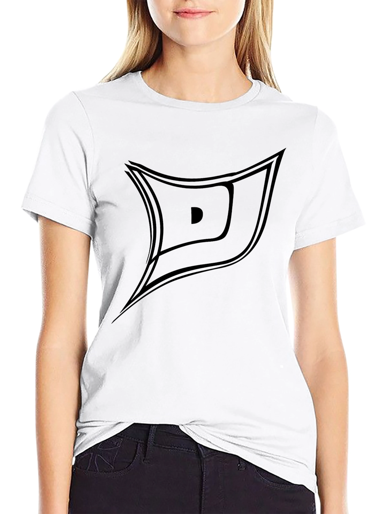 Modern Black Tee with Abstract D Design