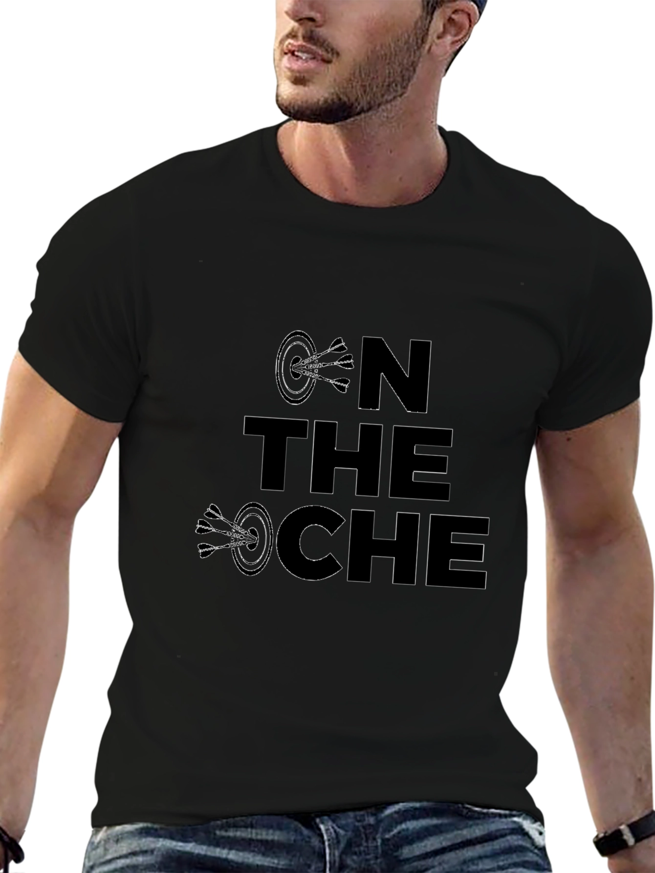 On The Oche Black Graphic Tee Dart Player T-Shirt
