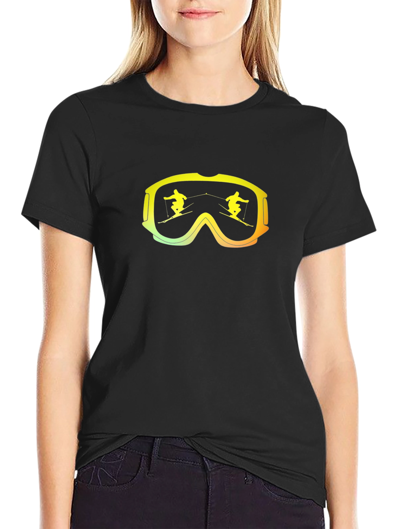 Ski Goggles Graphic Tee - Black Cotton Blend