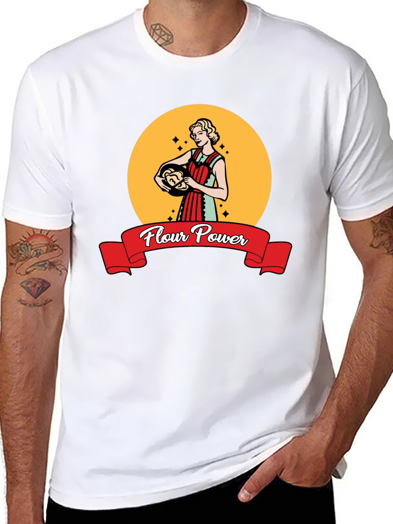 Flour Power Retro Baker T-Shirt