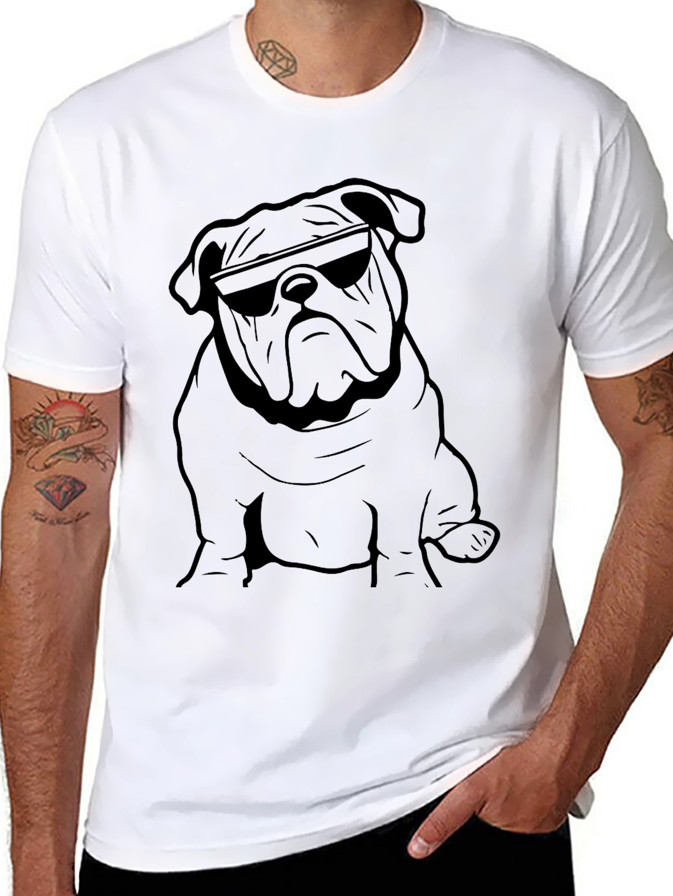 Cool Bulldog Graphic Tee - Black