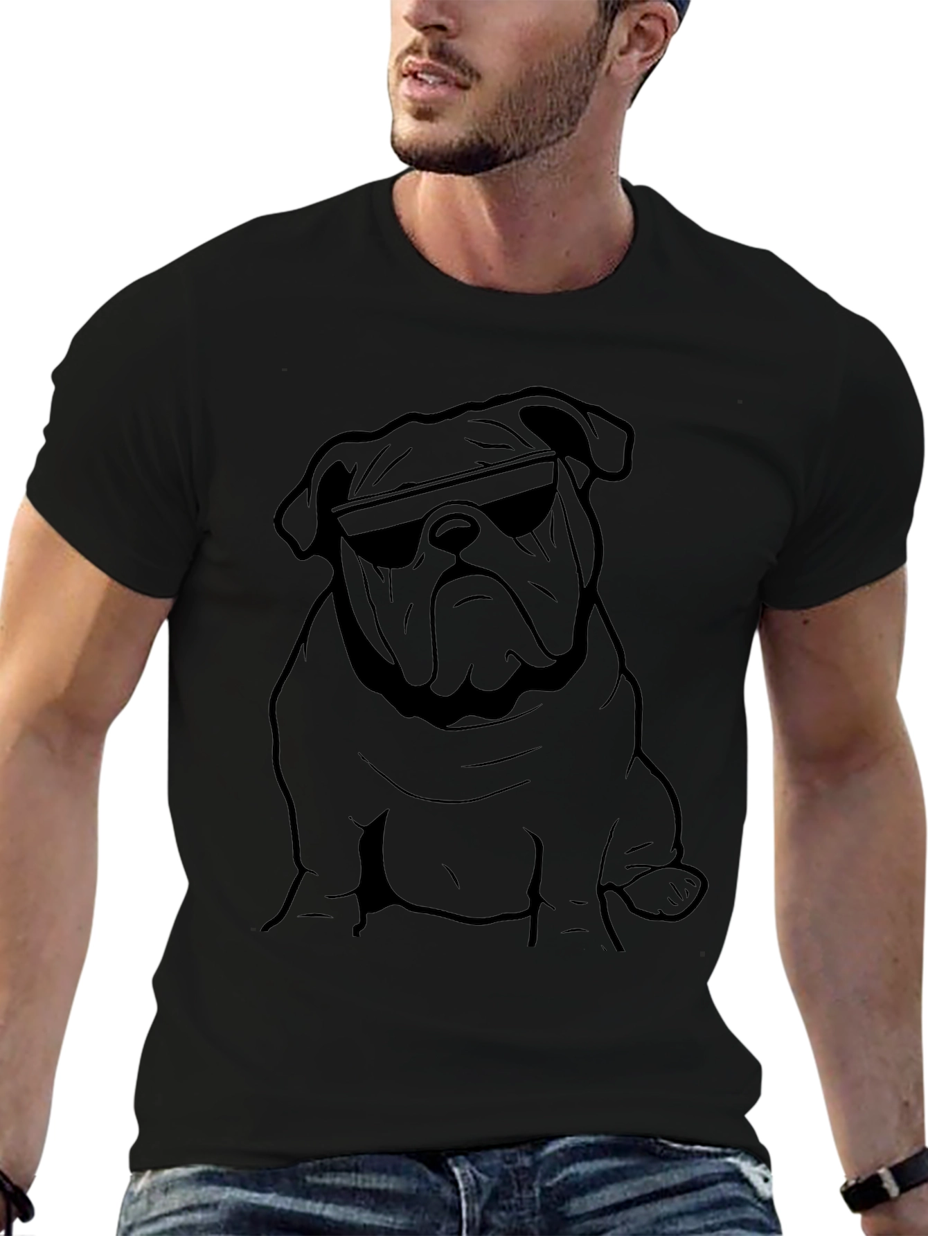 Cool Bulldog Graphic Tee - Black
