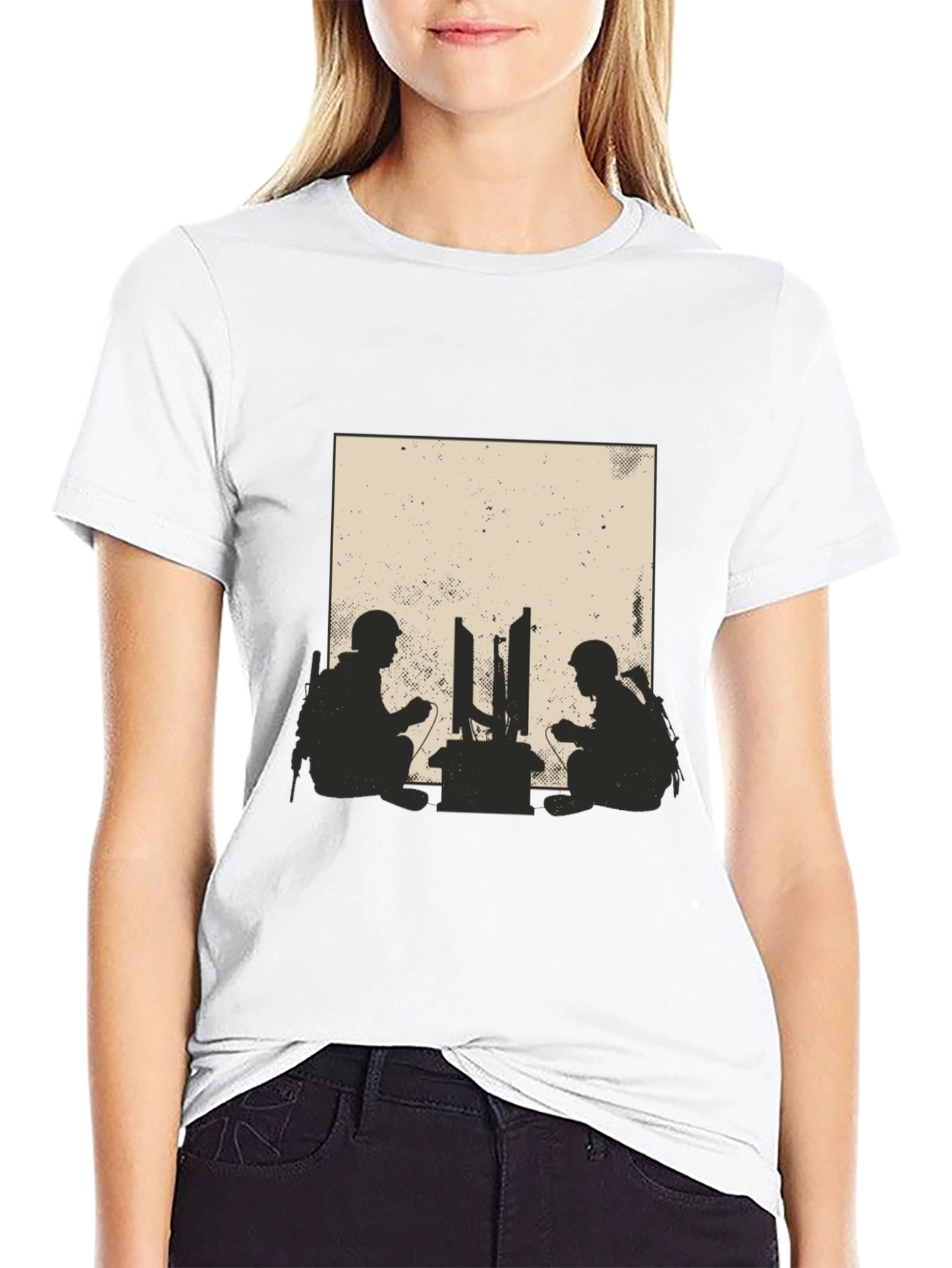 Gamer Soldiers Graphic Tee - Black Cotton T-Shirt
