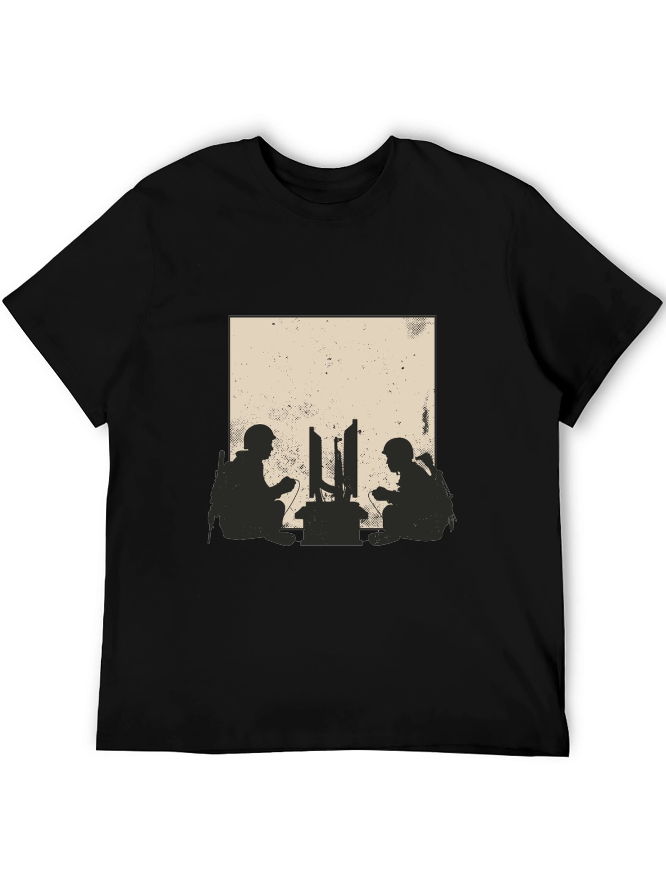 Gamer Soldiers Graphic Tee - Black Cotton T-Shirt