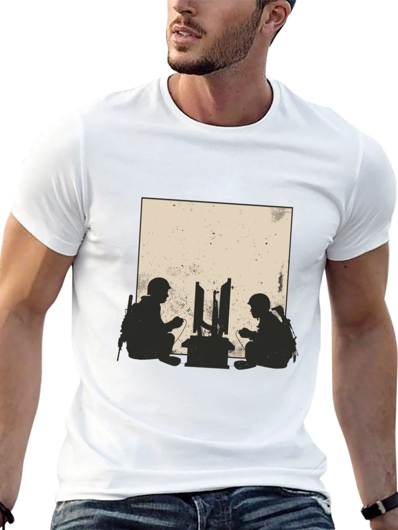 Gamer Soldiers Graphic Tee - Black Cotton T-Shirt