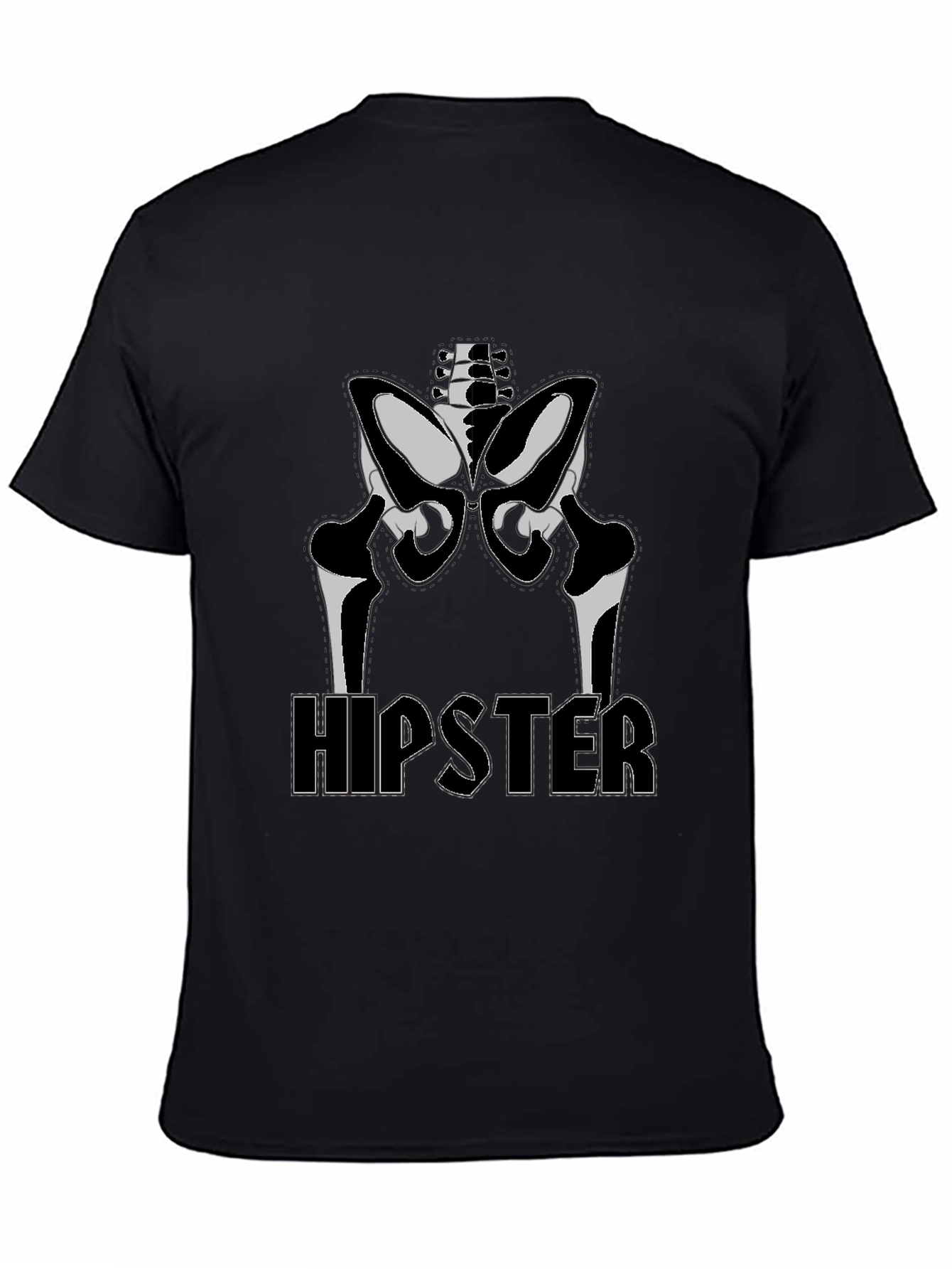 Hipster Skeleton Graphic Tee - Black Cotton T-Shirt